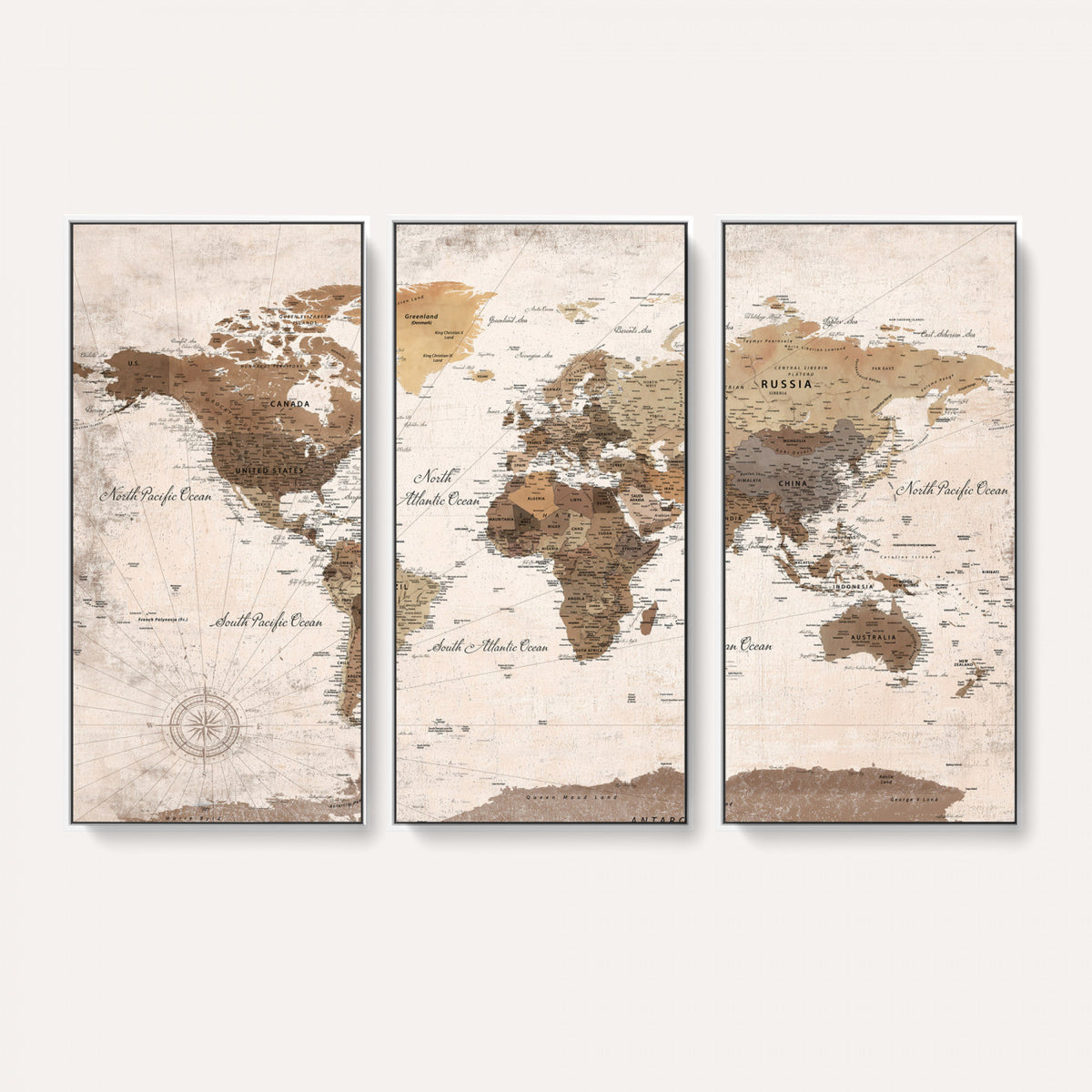 38923639-MGV-CV-36X24 - World Map Wall Art Canvas Print, Modern Decorative Framed Map Artwork Prints for Living Room, Office, Bedroom Wall Decor