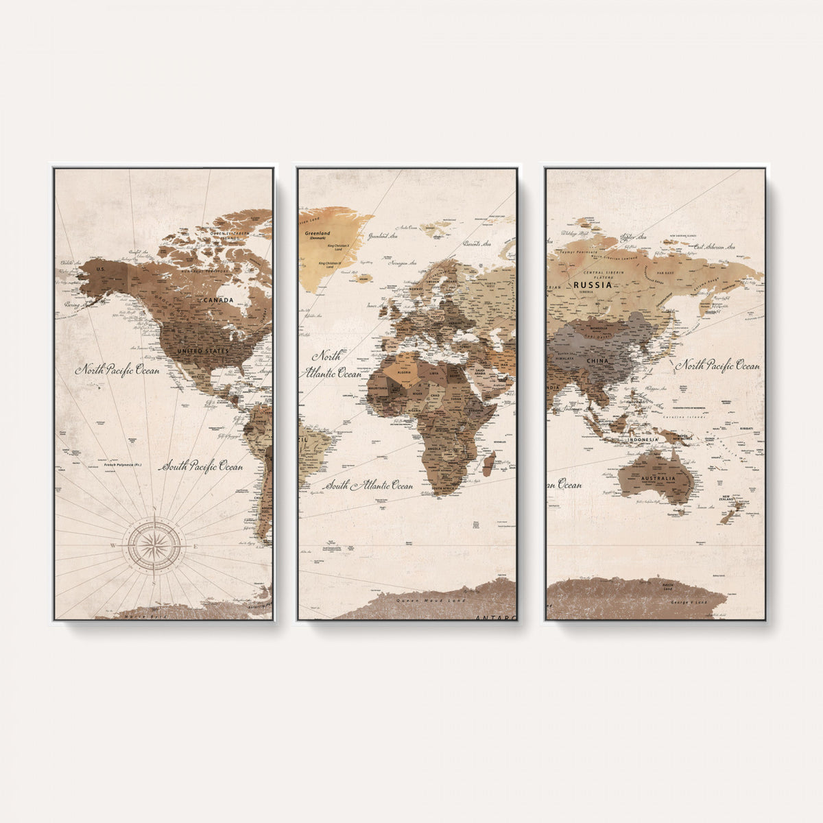 69860078-MGV-CV-36X24 - World Map Wall Art Canvas Print, Modern Decorative Framed Map Artwork Prints for Living Room, Office, Bedroom Wall Decor