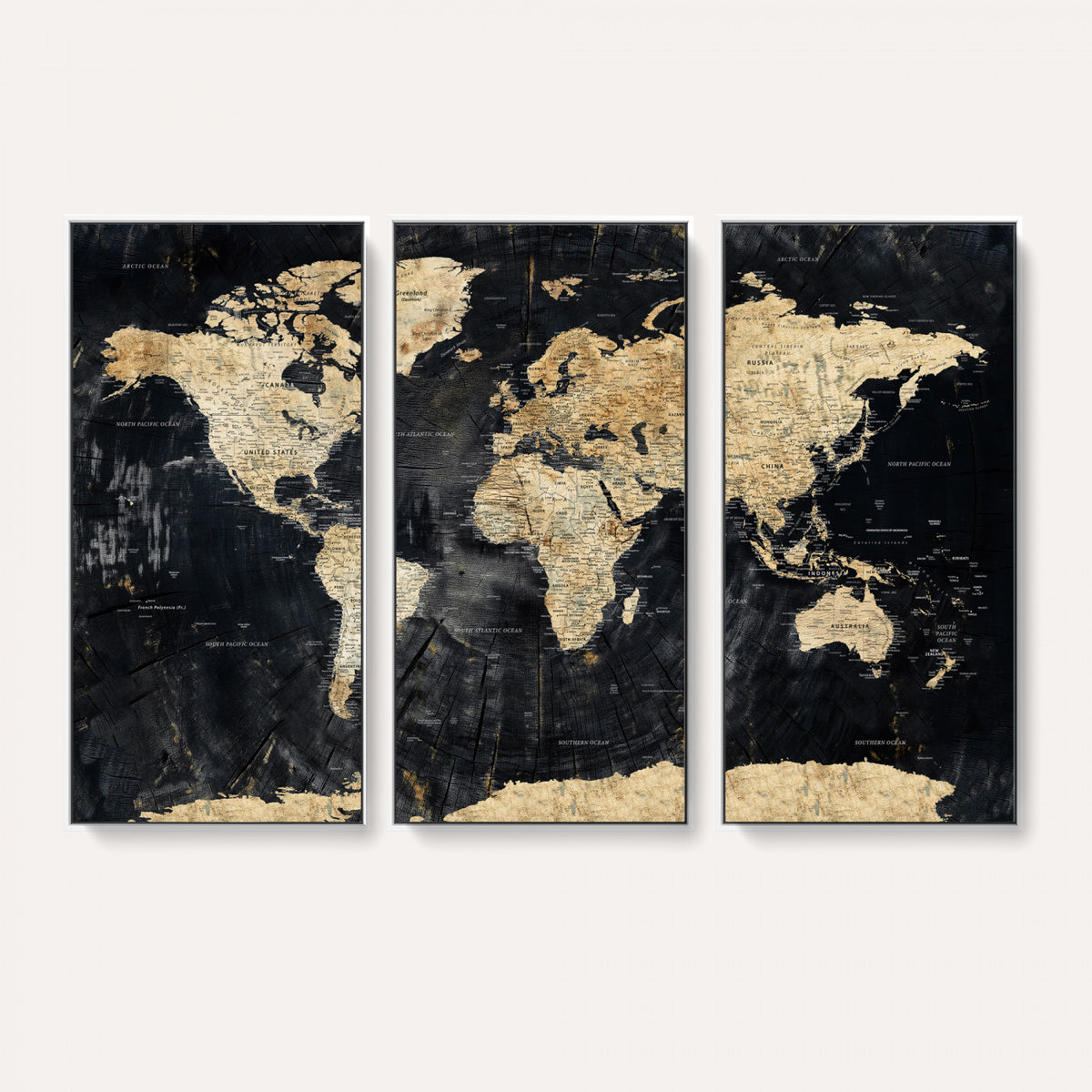 45535041-MGV-CV-36X24 - Framed Large World Map Wall Art Canvas Print for Living Room