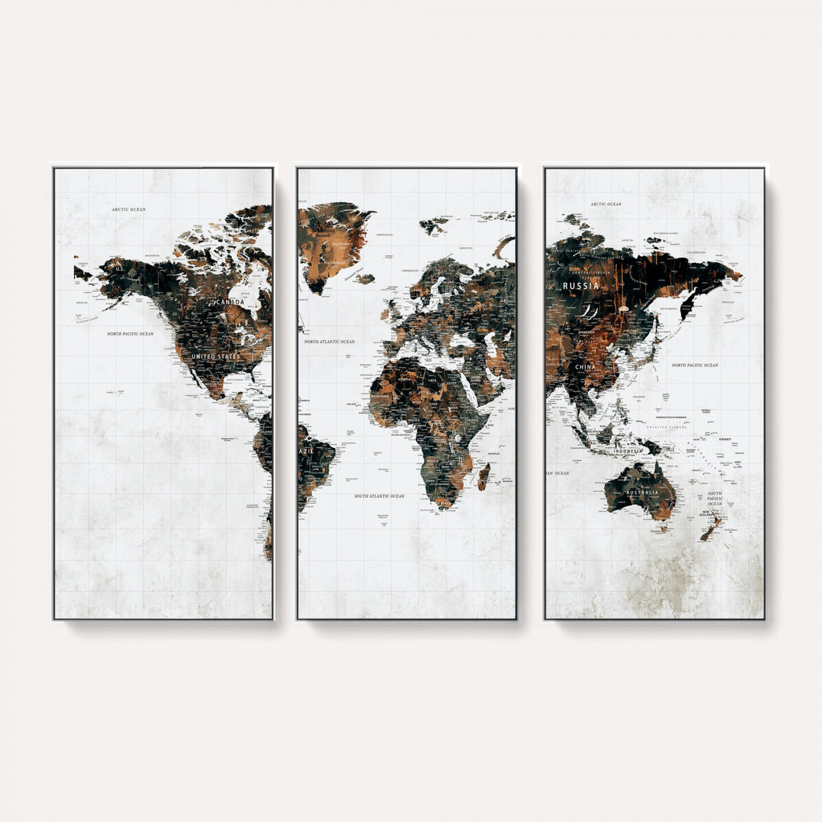 60008766-MGV-CV-36X24 - Large World Map Canvas Print – Framed Travel Map Wall Art