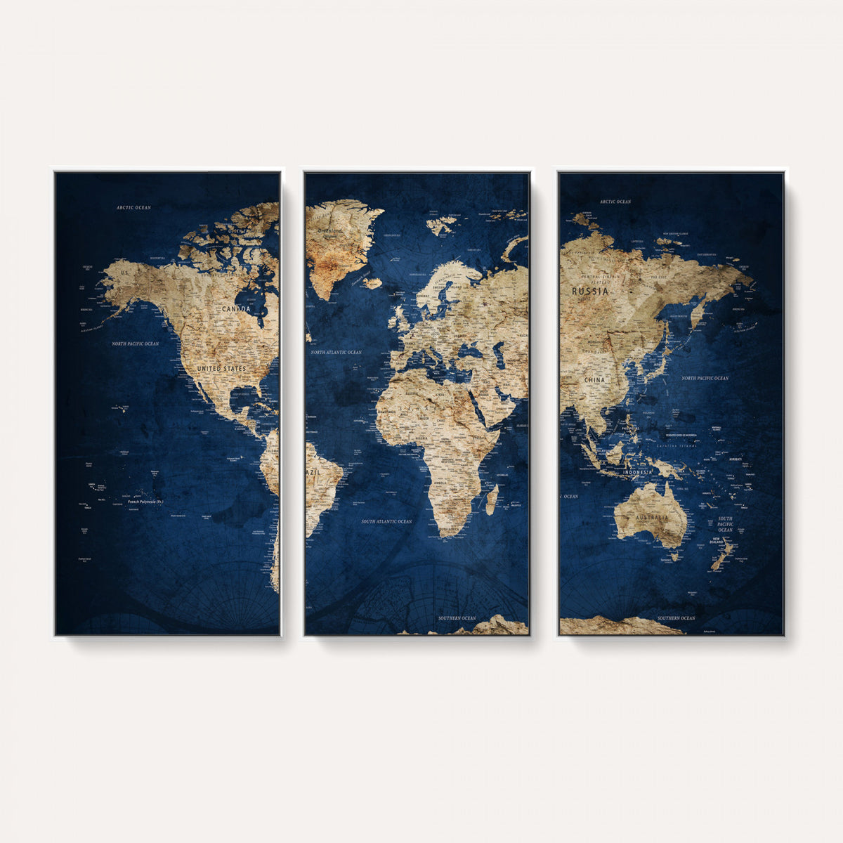 57503519-MGV-CV-36X24 - World Map Canvas Print – Framed Travel Map Wall Art for