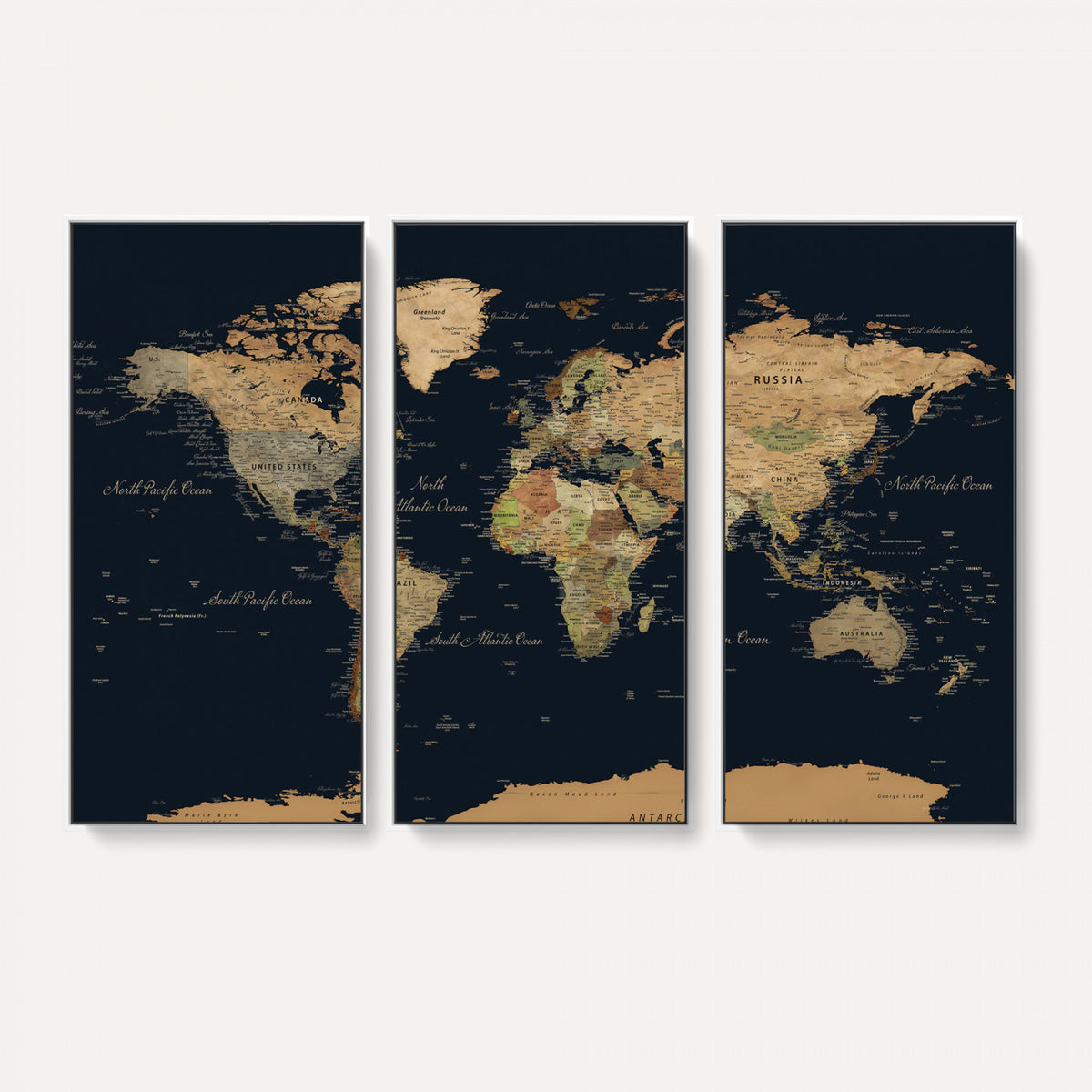 94449133-MGV-CV-36X24 - Vintage World Map Canvas on the Dark Background Wall Art