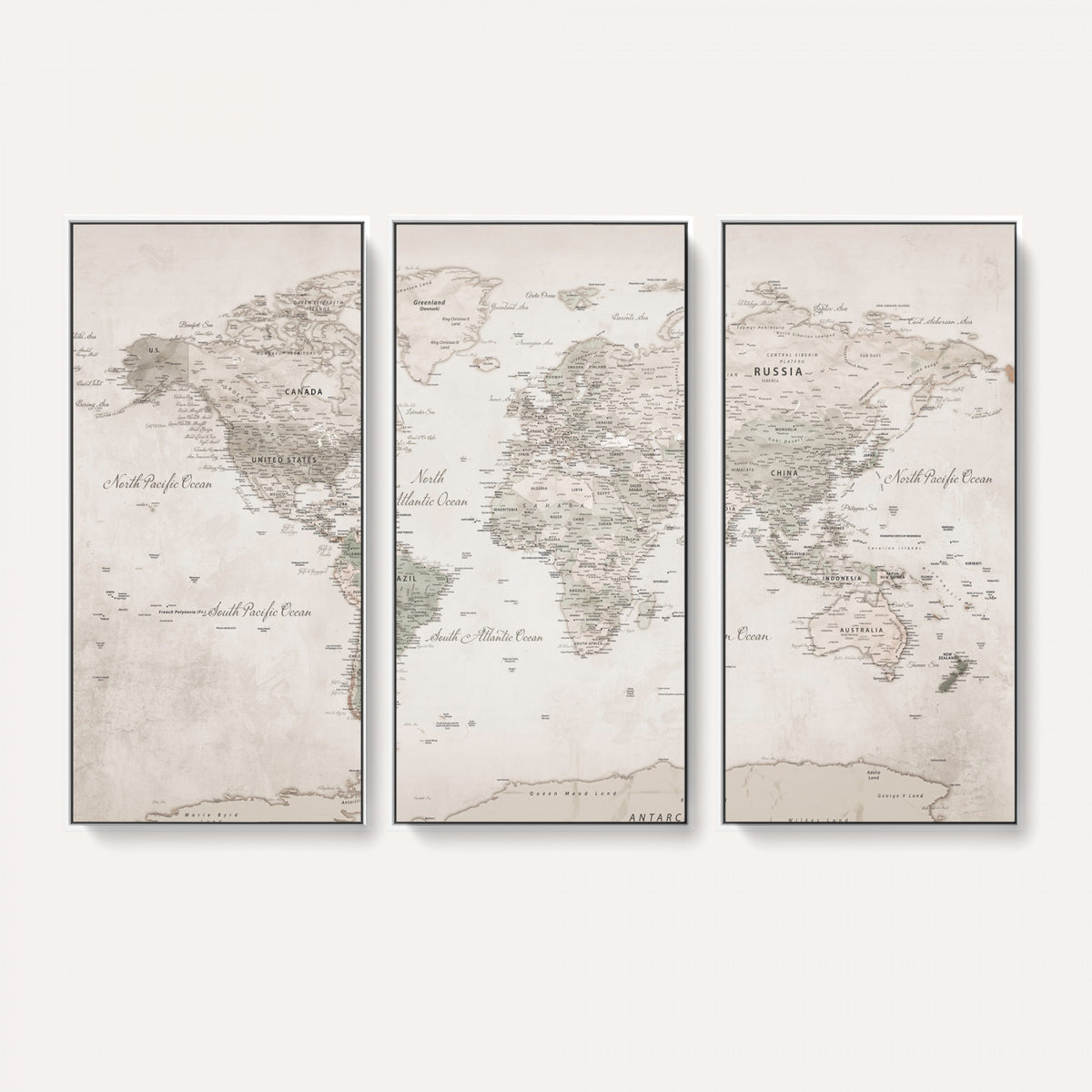 90355419-MGV-CV-36X24 - Antique Style World Map Canvas Print | Vintage Detailed World Map Art for Travel Lovers