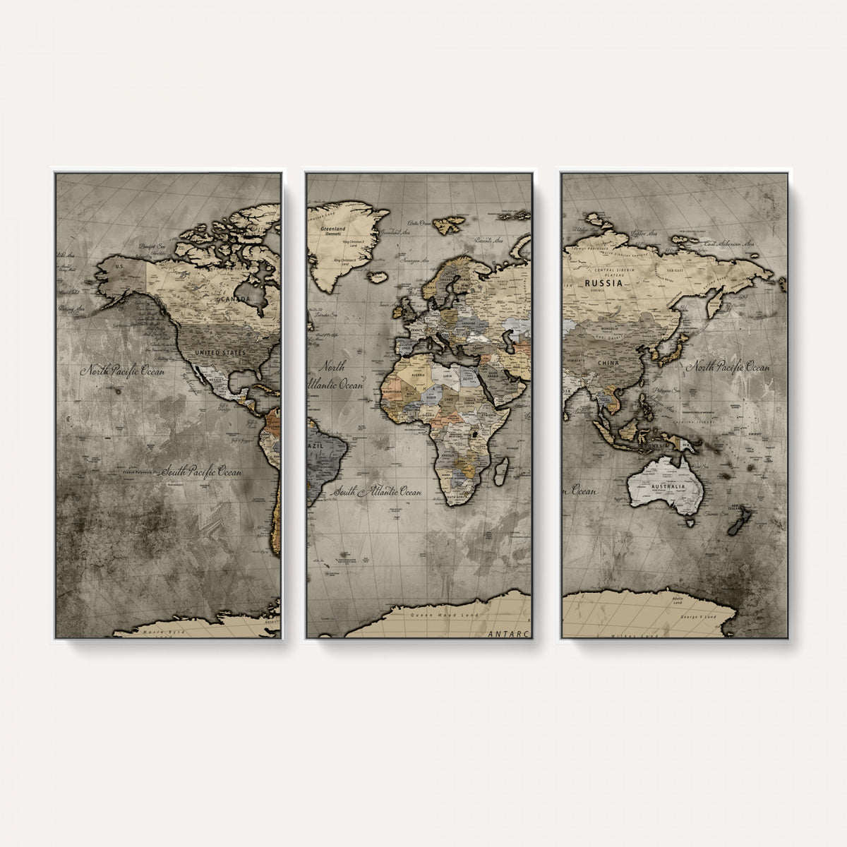 85218700-MGV-CV-36X24 - World Map Canvas Print, Detailed Map of the World Wall Art