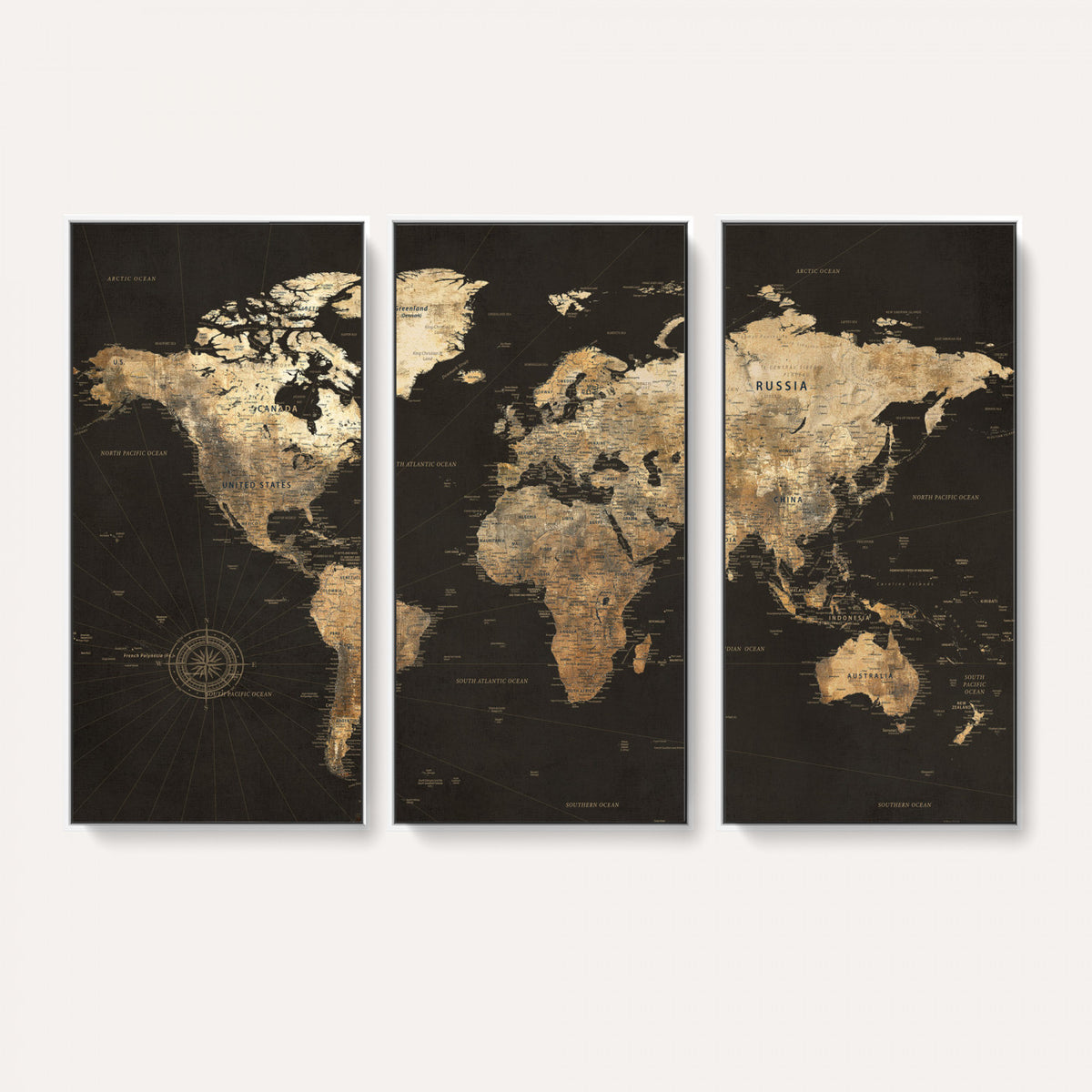 70985630-MGV-CV-36X24 - Framed World Map with Pin Canvas Print – Detailed World Map