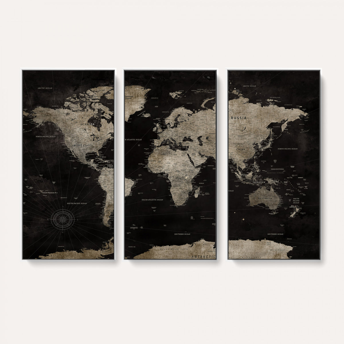 56225956-MGV-CV-36X24 - Detailed World Map Wall Art Print - Large Framed World Map
