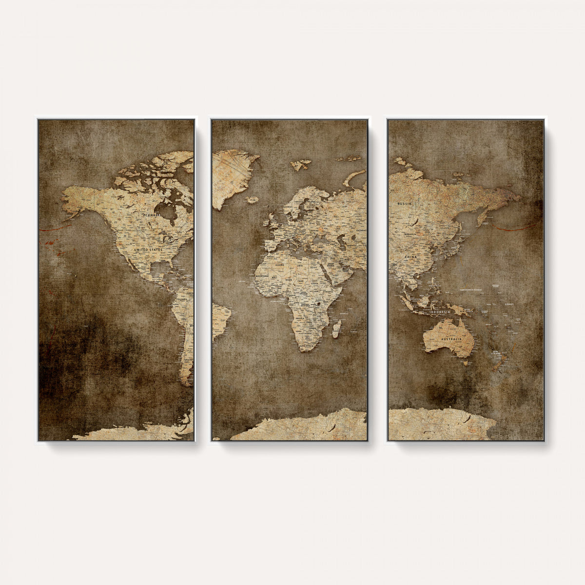 35847542-MGV-CV-36X24 - Dark Vintage World Map Canvas Wall Art Print, Antique Map