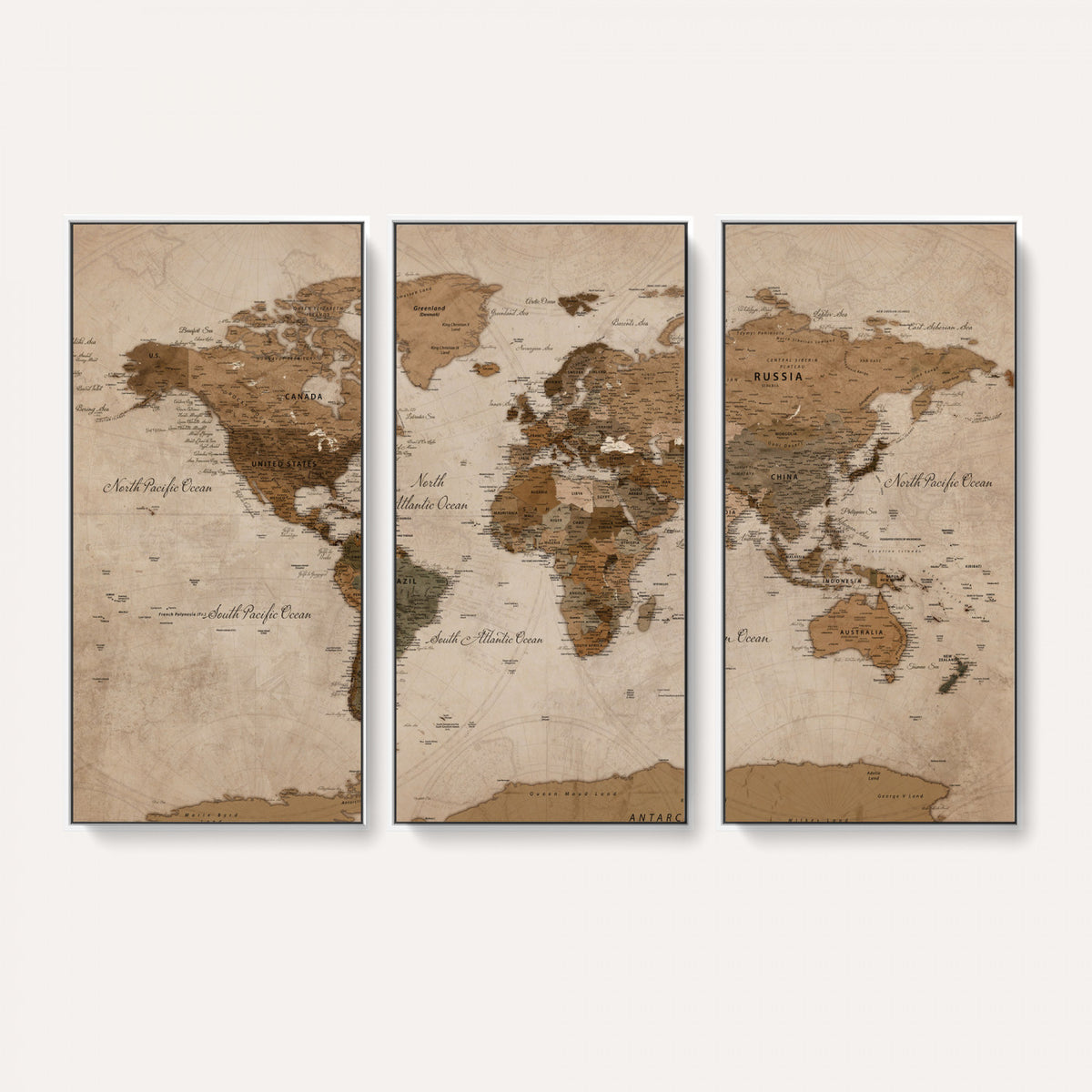 40064188-MGV-CV-36X24 - World Map Wall Art Canvas Print, Modern Decorative Framed Map Artwork Prints for Living Room, Office, Bedroom Wall Decor
