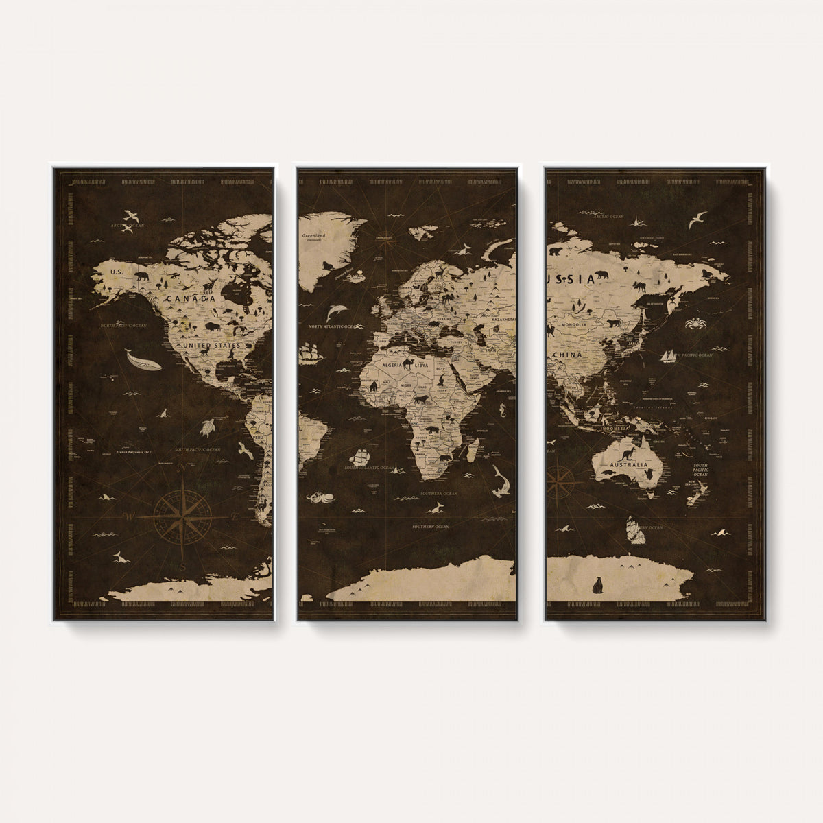 44276398-MGV-CV-36X24 - World Map Wall Art Canvas Print, Modern Decorative Framed Map Artwork Prints for Living Room, Office, Bedroom Wall Decor
