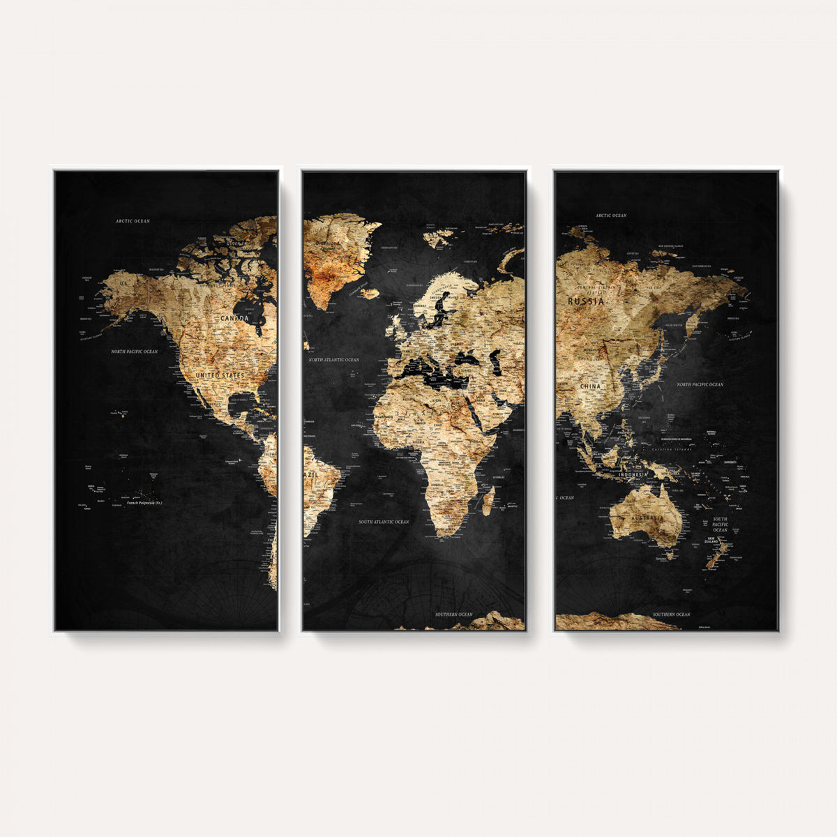 23568589-MGV-CV-36X24 - World Map Wall Art Canvas Print, Modern Decorative Framed Map Artwork Prints for Living Room, Office, Bedroom Wall Decor