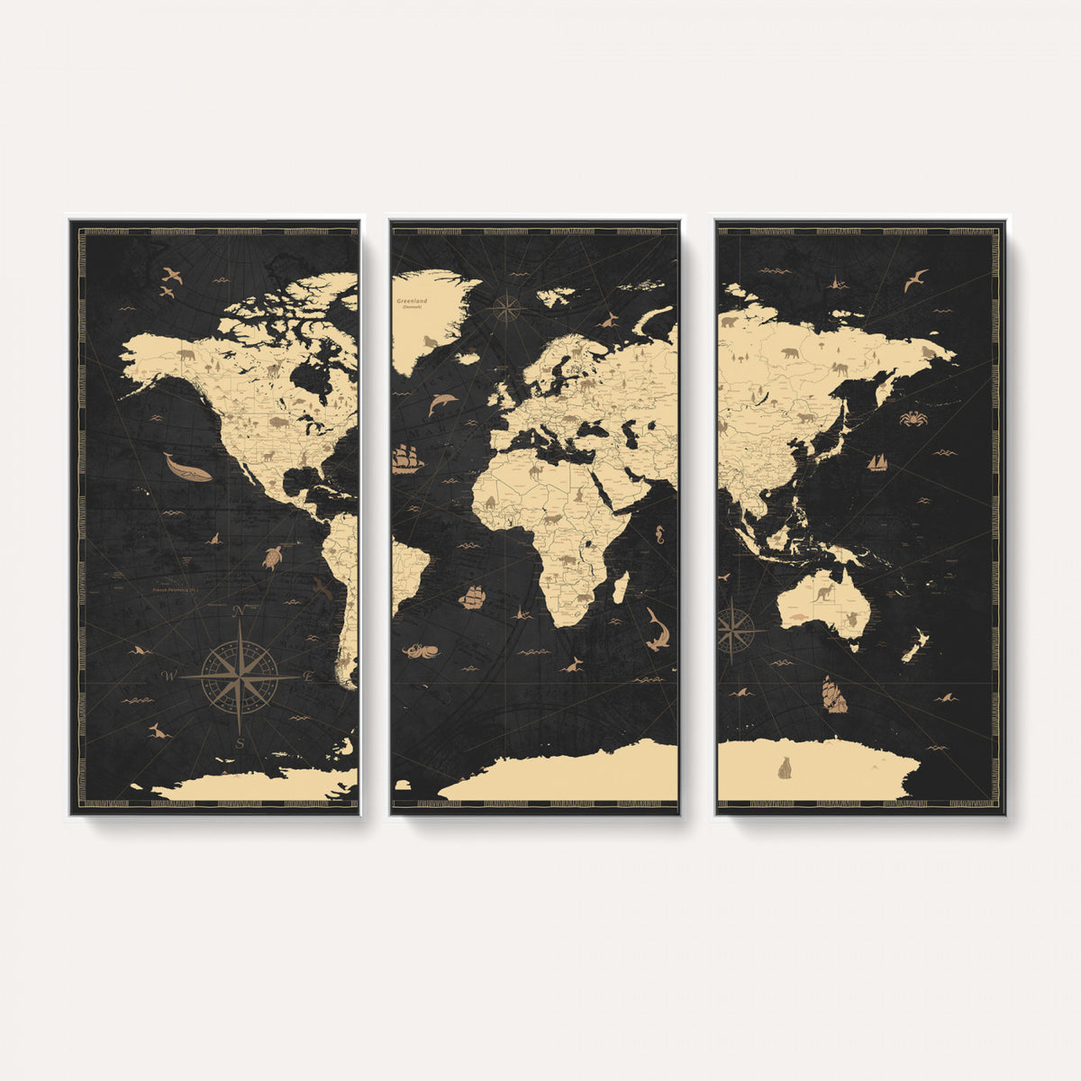 75220264-MGV-CV-36X24 - World Map Wall Art Canvas Print, Modern Decorative Framed Map Artwork Prints for Living Room, Office, Bedroom Wall Decor