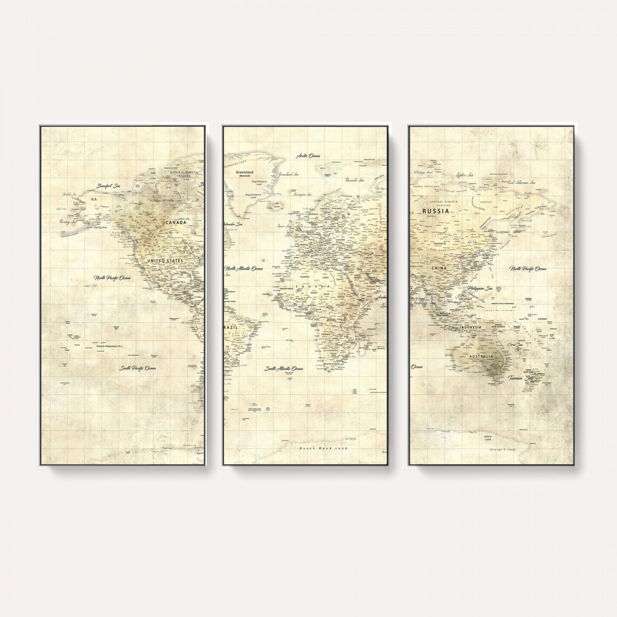 17101439-MGV-CV-36X24 - World Map Wall Art Canvas Print, Modern Decorative Framed Map Artwork Prints for Living Room, Office, Bedroom Wall Decor