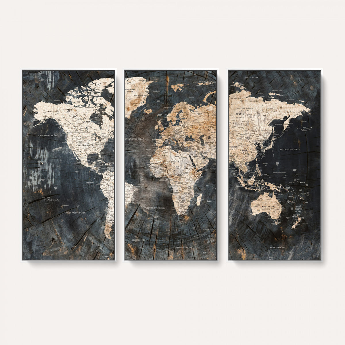 89162112-MGV-CV-36X24 - World Map Wall Art Canvas Print, Modern Decorative Framed Map Artwork Prints for Living Room, Office, Bedroom Wall Decor