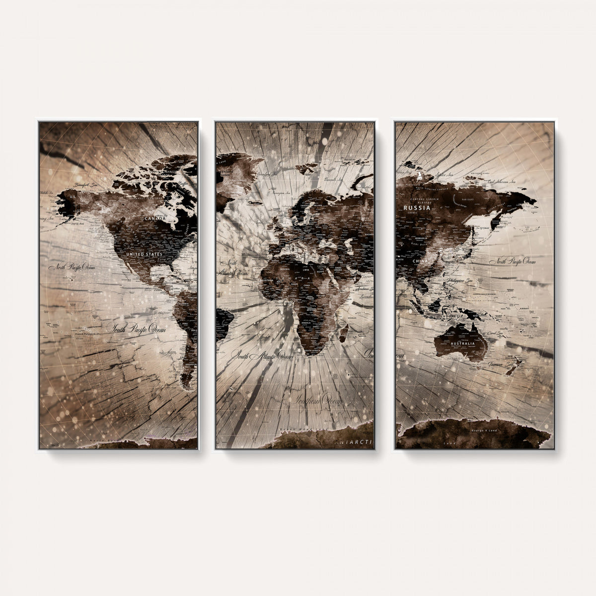 94623295-MGV-CV-36X24 - World Map Wall Art Canvas Print, Modern Decorative Framed Map Artwork Prints for Living Room, Office, Bedroom Wall Decor