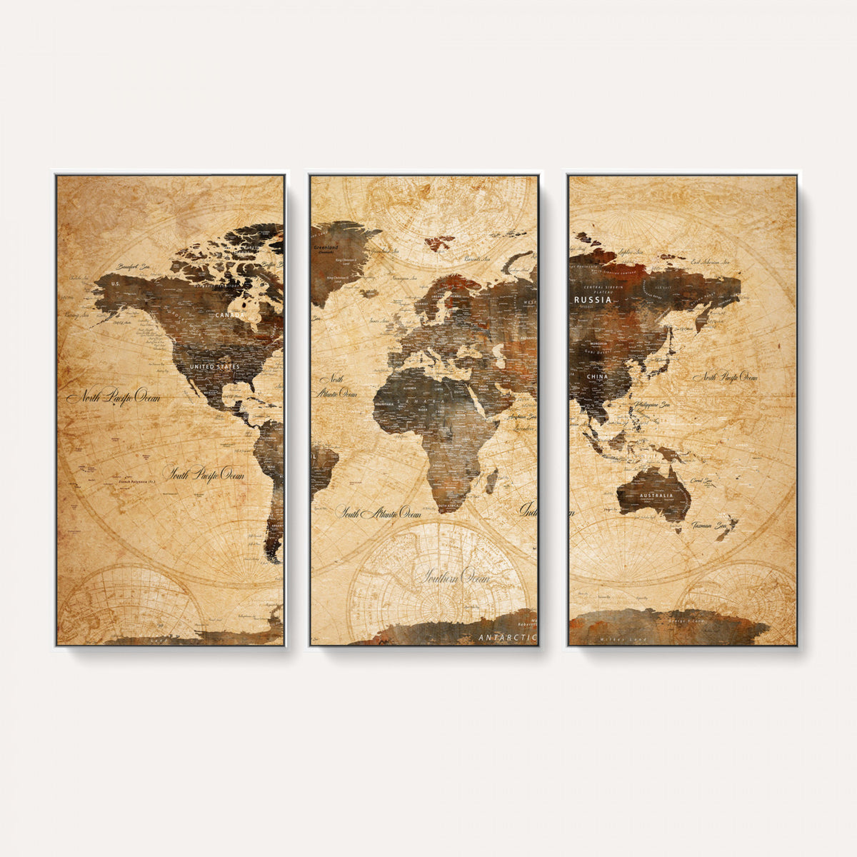 63156625-MGV-CV-36X24 - World Map Wall Art Canvas Print, Modern Decorative Framed Map Artwork Prints for Living Room, Office, Bedroom Wall Decor