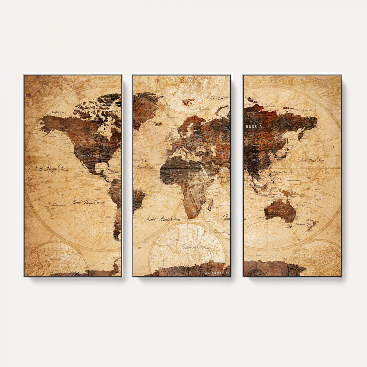 40760475-MGV-CV-36X24 - World Map Wall Art Canvas Print, Modern Decorative Framed Map Artwork Prints for Living Room, Office, Bedroom Wall Decor