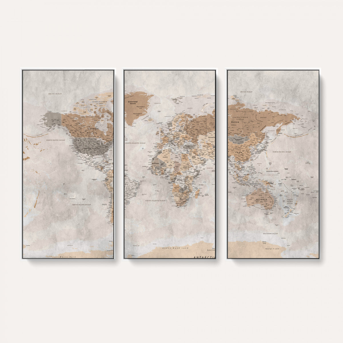 34051638-MGV-CV-36X24 - Detailed World Map Wall Art Canvas Print for Home and Office Decor
