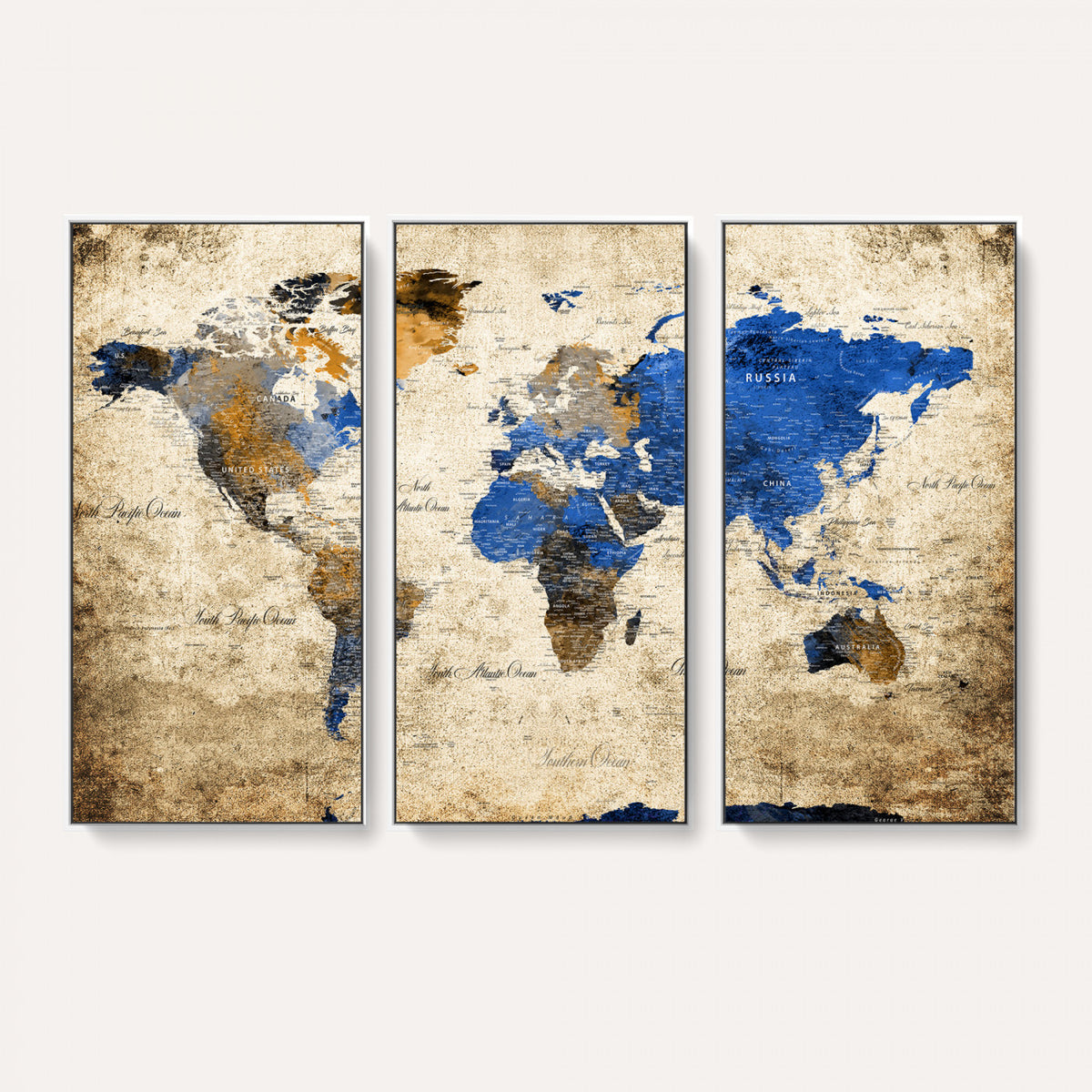 27314341-MGV-CV-36X24 - World Map Wall Art Canvas Print, Modern Decorative Framed Map Artwork Prints for Living Room, Office, Bedroom Wall Decor