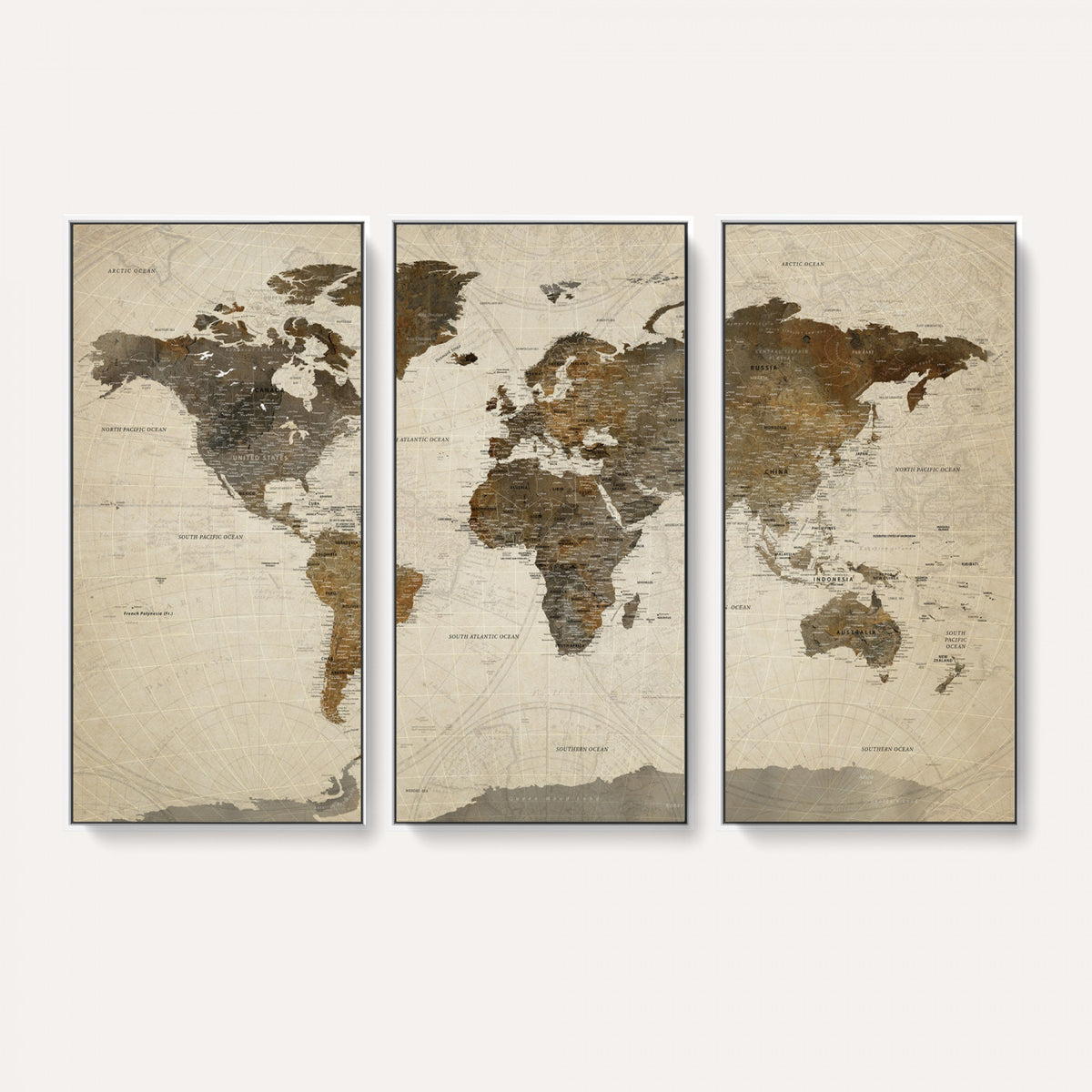 49623468-MGV-CV-36X24 - World Map Wall Art Canvas Print, Modern Decorative Framed Map Artwork Prints for Living Room, Office, Bedroom Wall Decor