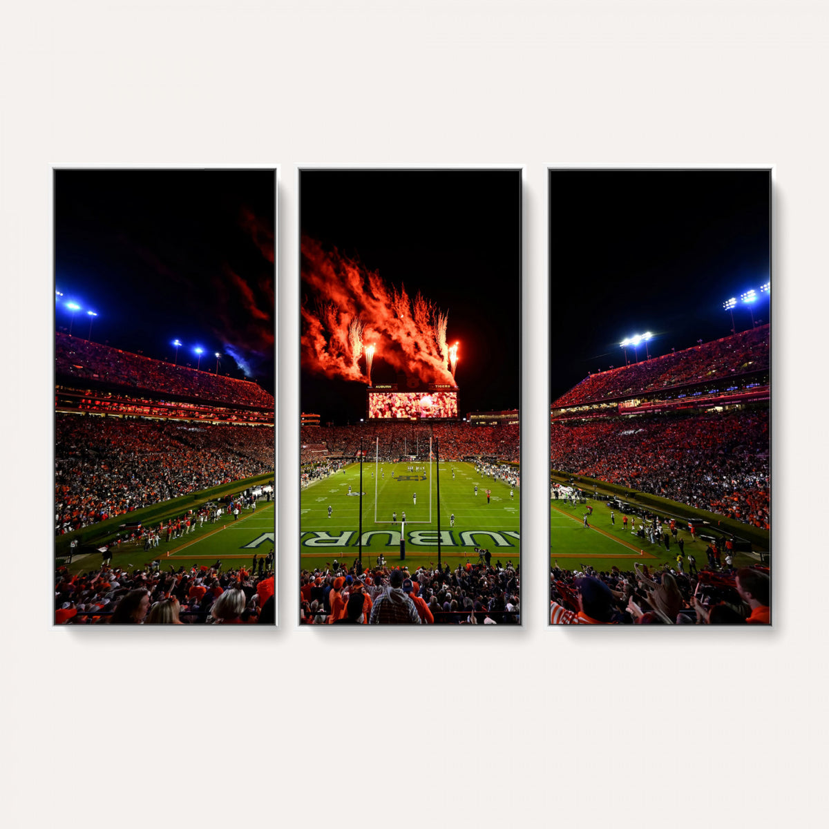 81918884-MGV-CV-36X24 - Auburn Stadium Wall Art Canvas Print, College Football Night Game Crowd, Jordan Hare Stadium Artwork