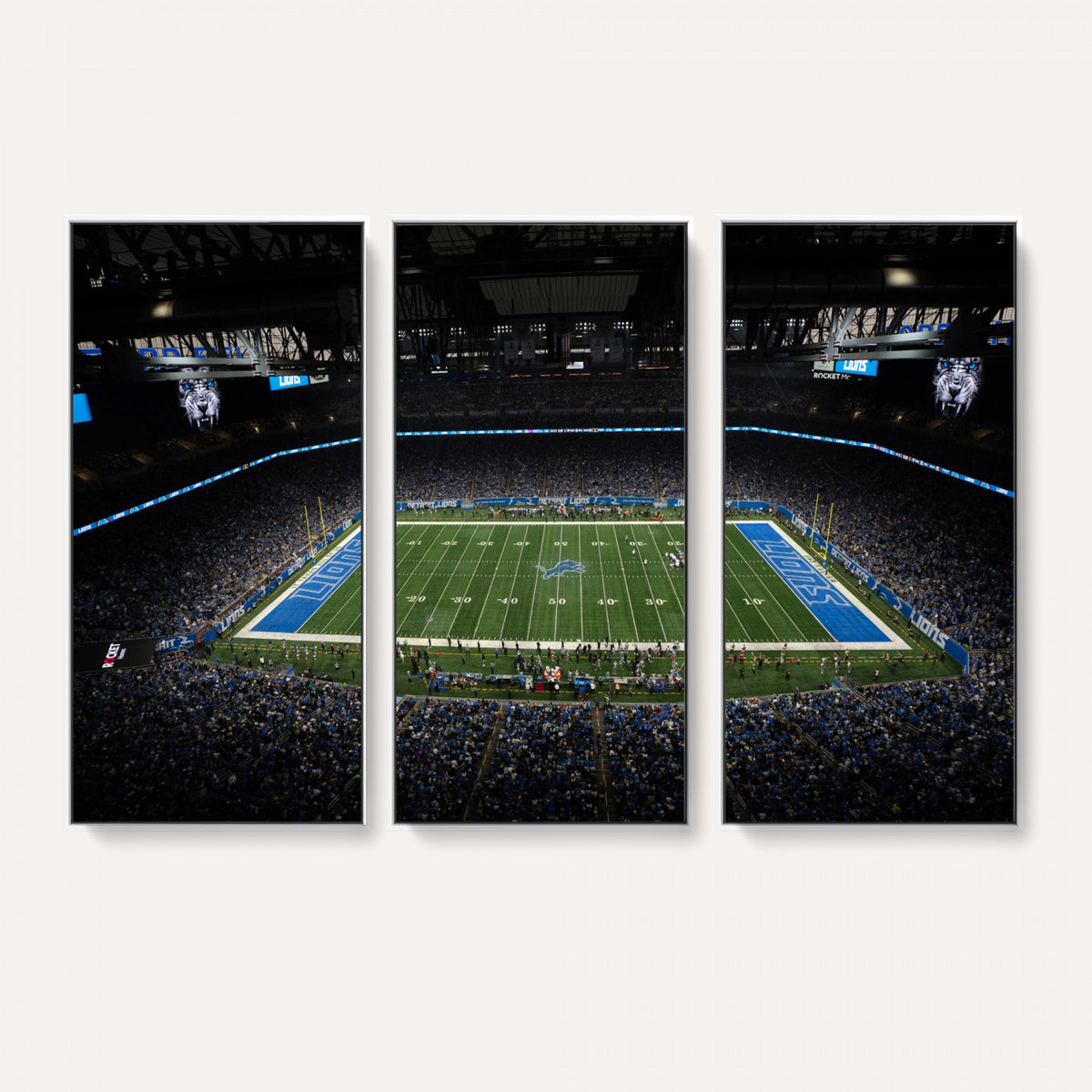 16709602-MGV-CV-36X24 - Detroit Lions Stadium Wall Art Canvas Print, Football Field Panorama