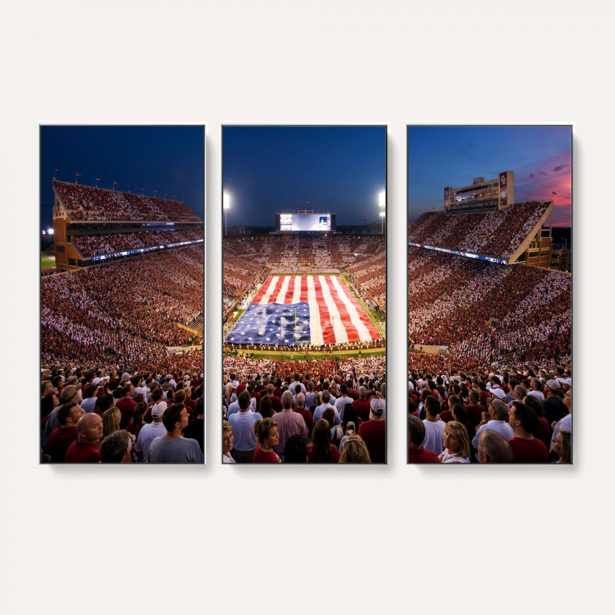 59917418-MGV-CV-36X24 - Oklahoma Memorial Stadium Wall Art Canvas Print | Oklahoma Sooners Football Artwork for Home, Office, and Sports Room Decor