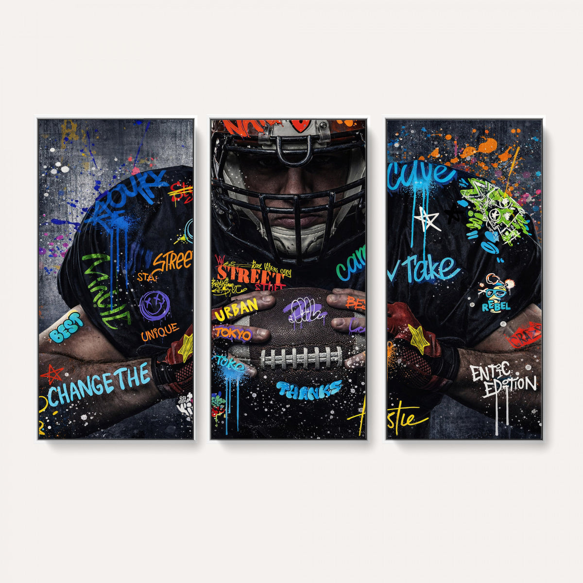 55267256-MGV-CV-36X24 - Graffiti American Football Player Street Art Wall Art Canvas Print
