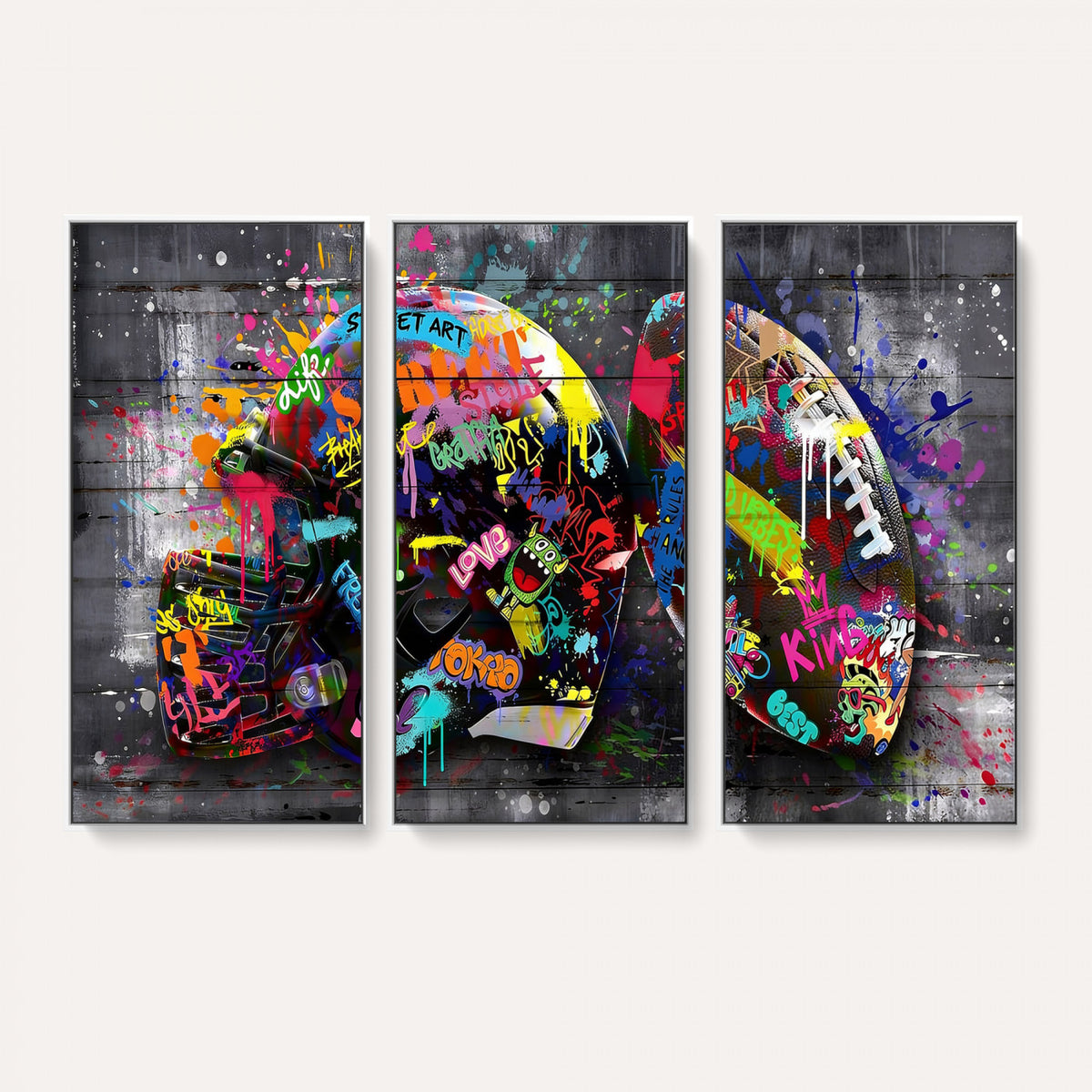 80540773-MGV-CV-36X24 - Graffiti American Football Helmet Street Art Wall Art Canvas Print
