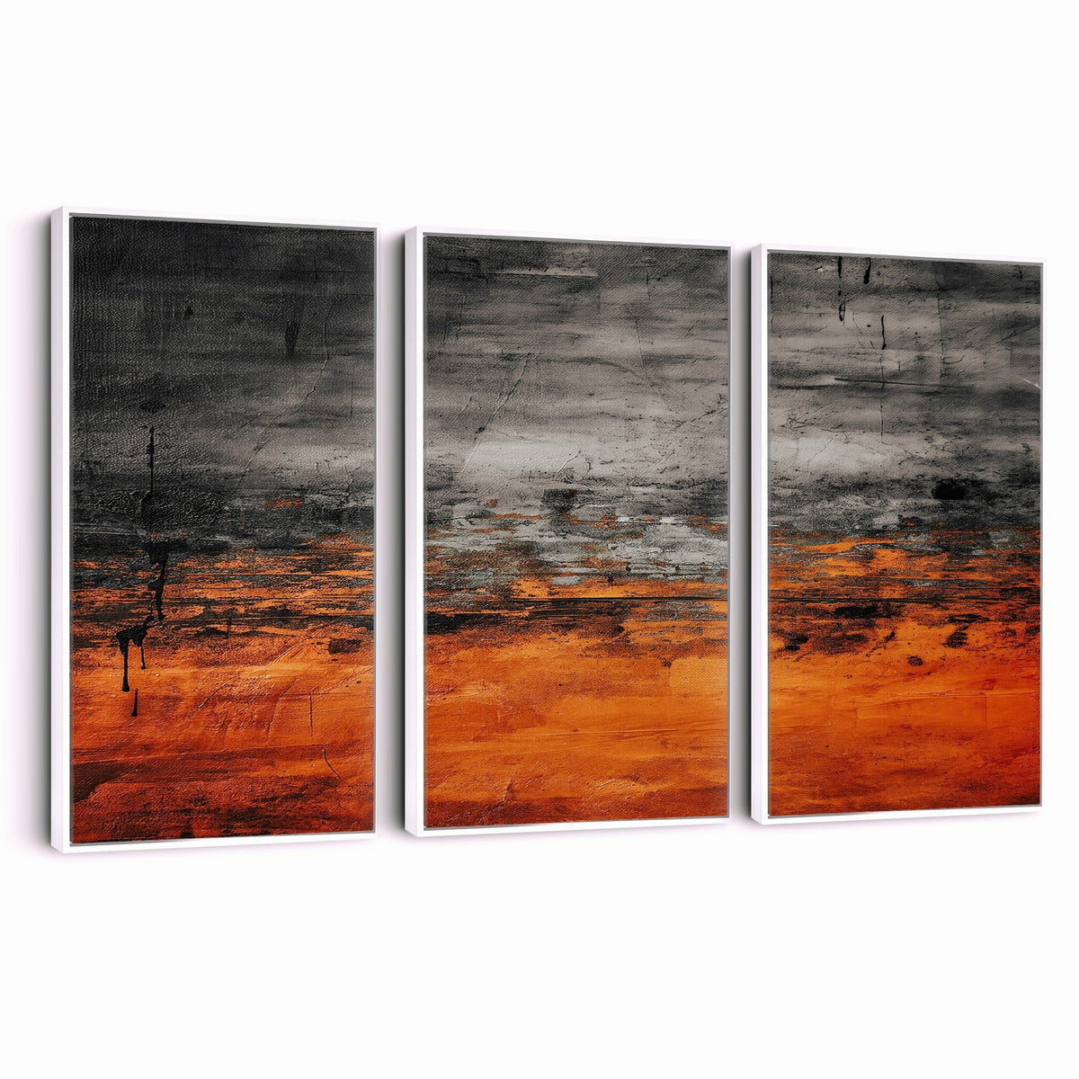 Black Orange Abstract Wall Art Canvas Print Modern Painterly Style