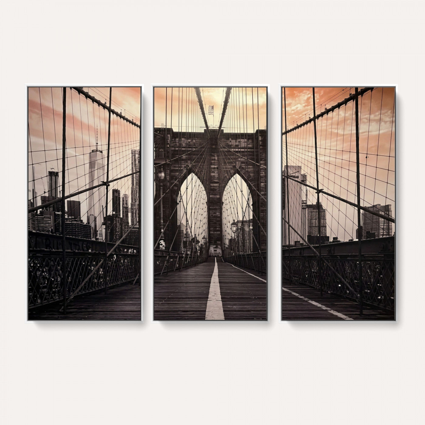 93226664-MGV-CV-36X24 - Brooklyn Bridge Canvas Wall Art, New York City Skyline Photography Print, NYC Landmark Urban Decor Artwork