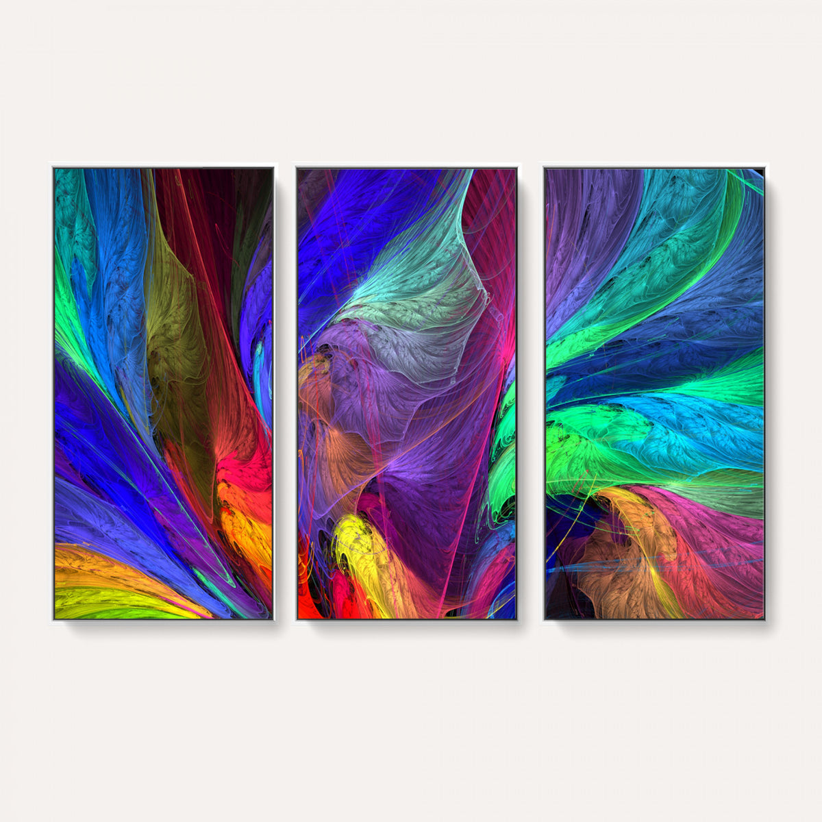 376925791-MGV-CV-36X24 - Colorful Abstract Canvas Wall Art, Rainbow Swirl Fractal Print, Bold Multicolor Living Room Decor, Vibrant Energy Art, Large Abstract Wall Art