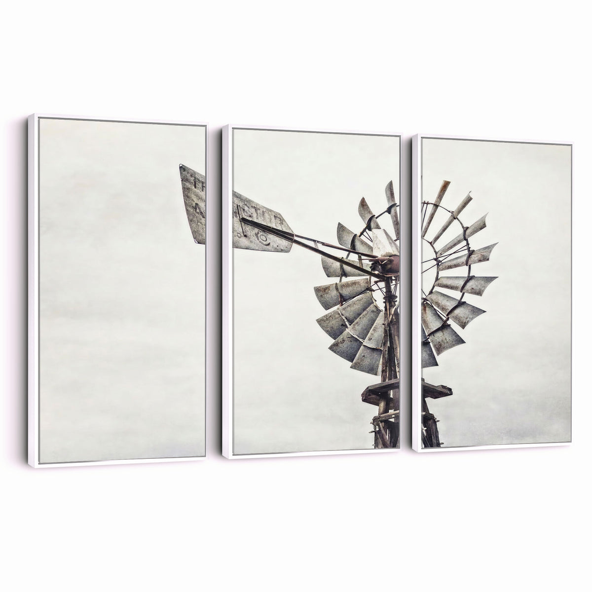 63200638-MGV-TP-30X20 - Vintage Rustic Farmhouse Windmill Canvas Wall Art - Western Country Landscape Print