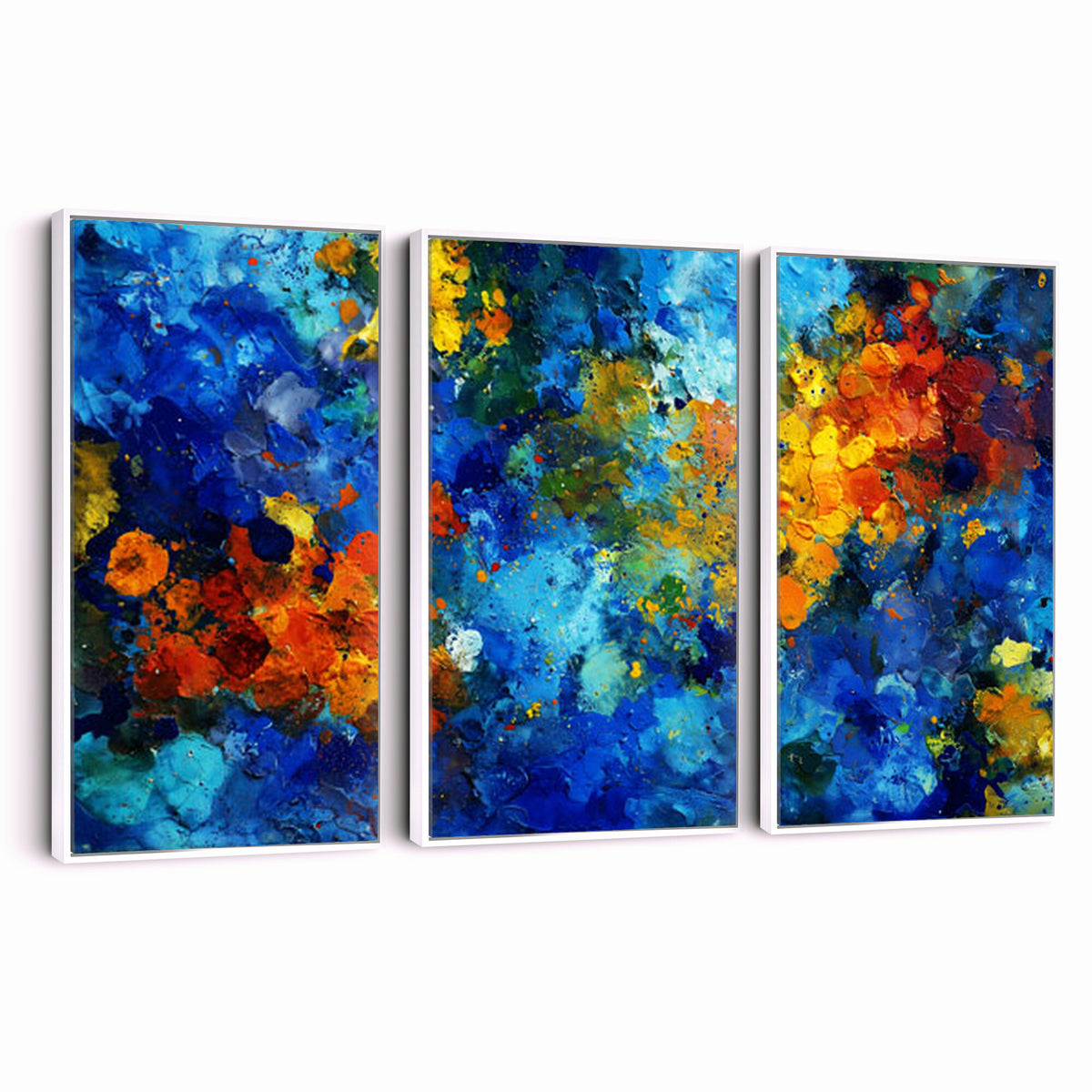52431611-MGV-CV-36X24 - Vibrant Blue Abstract Canvas Wall Art Colorful Painterly Oil Painting Style Print