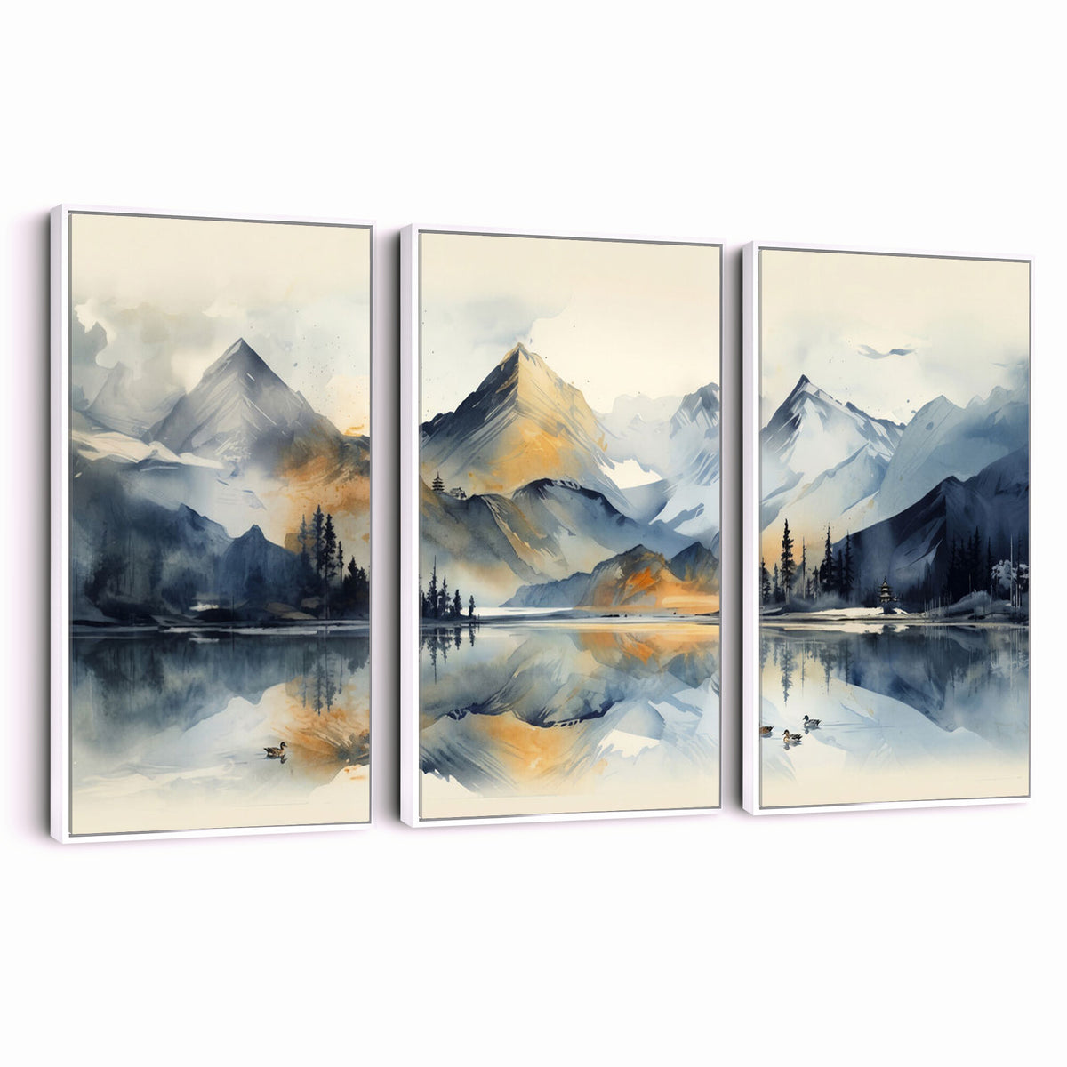 10196184T-MGV-CV-36X24 - Lake Abstract Mountain Wall Art Canvas Print