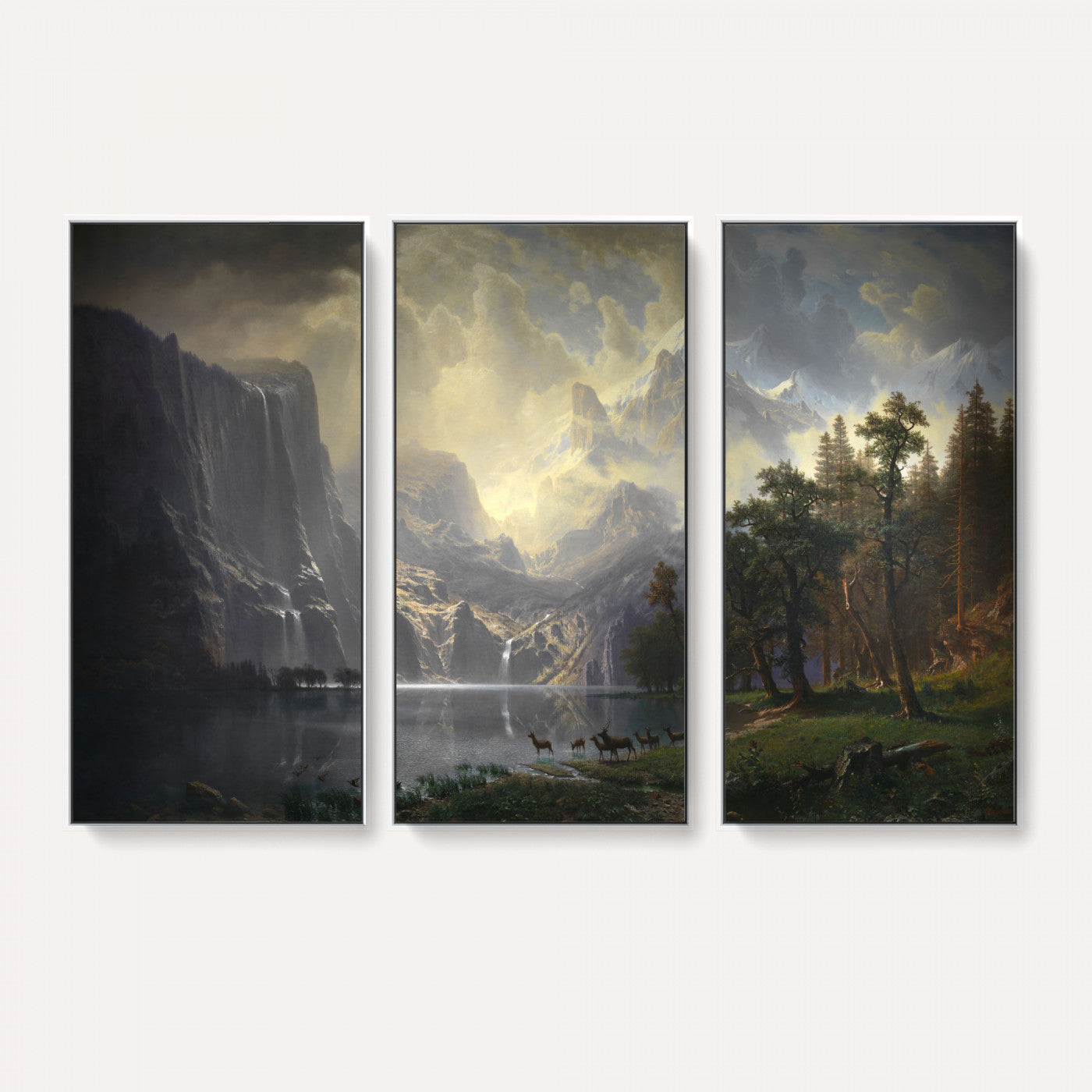 88679214-MGV-CV-36X24 - Albert Bierstadt Among the Sierra Nevada California Yosemite Wall Art Canvas Print, Classic Fine Art Painting Print