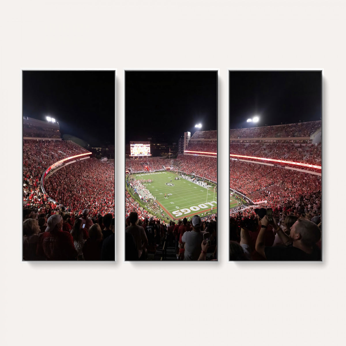 50587166-_Poster-30x20 - Sanford Stadium Georgia Bulldogs Canvas Print 3 Piece Framed Wall Art Extra Large Floating Frame Sports Poster Made in USA