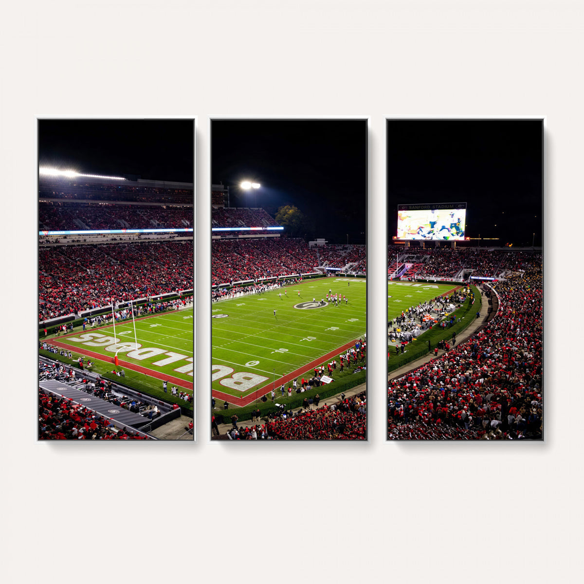 73520603-_Poster-30x20 - Georgia Bulldogs Sanford Stadium Canvas Print 3 Piece Framed Wall Art Extra Large Floating Frame Nature Poster Made in USA
