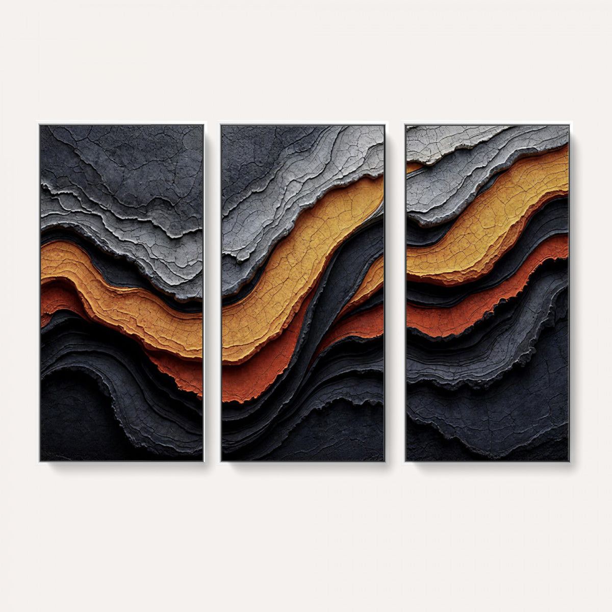 59852489-MGV-CV-36X24 - Abstract Waves Canvas Wall Art - Modern Terracotta and Charcoal Gray Print