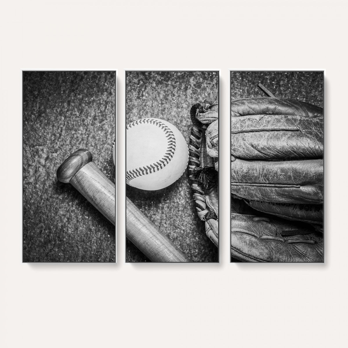 83916D-MGV-CV-36X24 - Vintage Baseball Glove and Bat Sports Wall Art Canvas Print