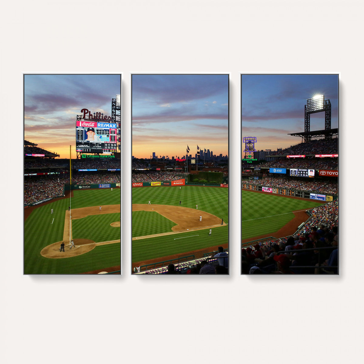 13778-MGV-CV-36X24 - Citizens Bank Park Philadelphia Phillies Wall Art Canvas | 3-Panel Canvas Print of Phillies Stadium