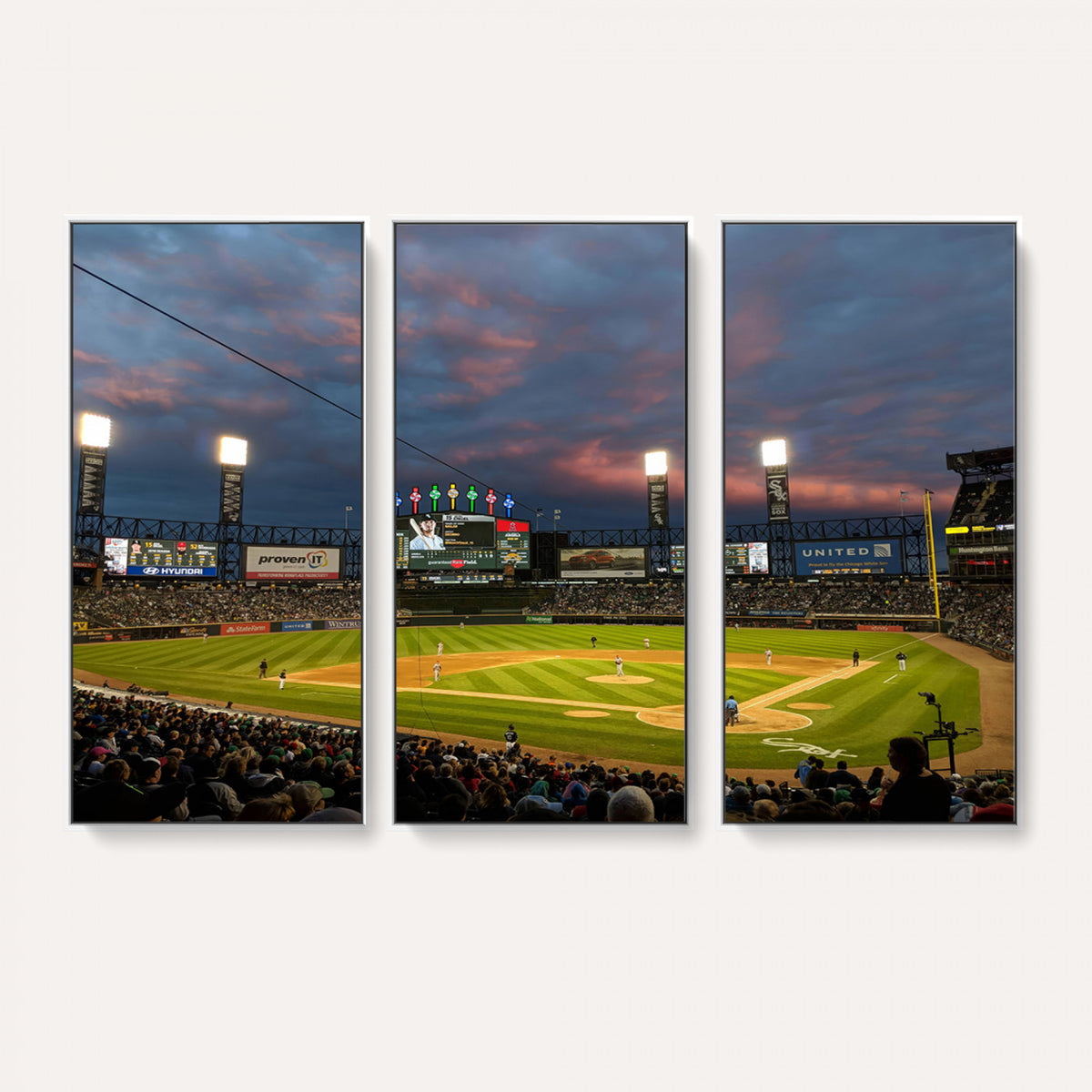 96063-MGV-CV-36X24 - Chicago White Sox Baseball Team Print Canvas, Guaranteed Rate Field, Framed and Ready to Hang
