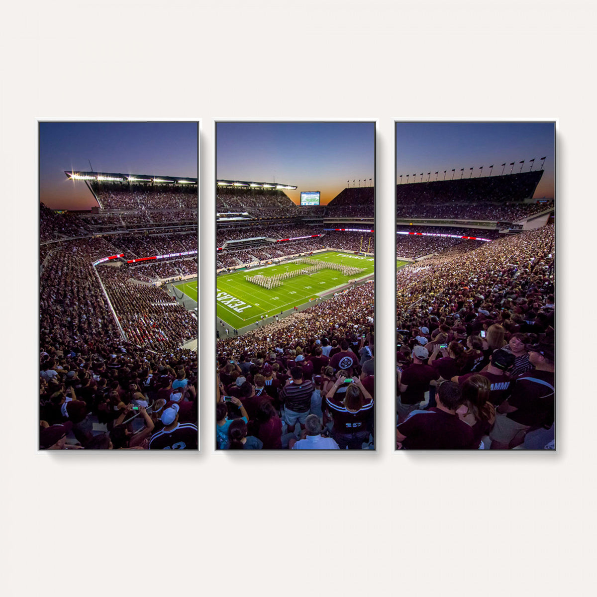 25148-MGV-CV-36X24 - Texas A&M University Aggies Football Team Print, College Station Kyle Field, Framed and Ready to Hang