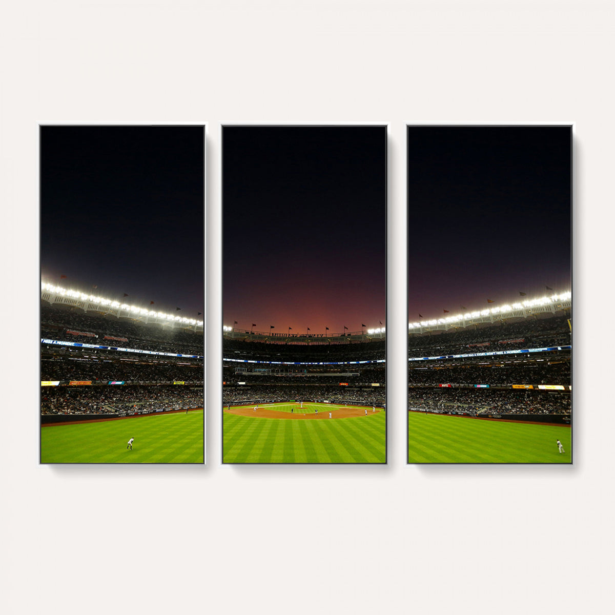 59138-MGV-CV-36X24 - Yankee Stadium Night Game Triple Canvas, New York Yankees Stadium Wall Art