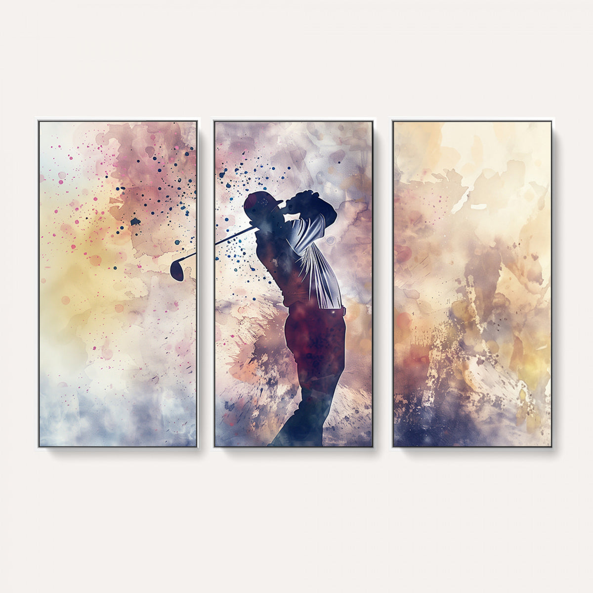 10848-MGV-CV-36X24 - Abstract Watercolor Golf Player Wall Art Canvas Print