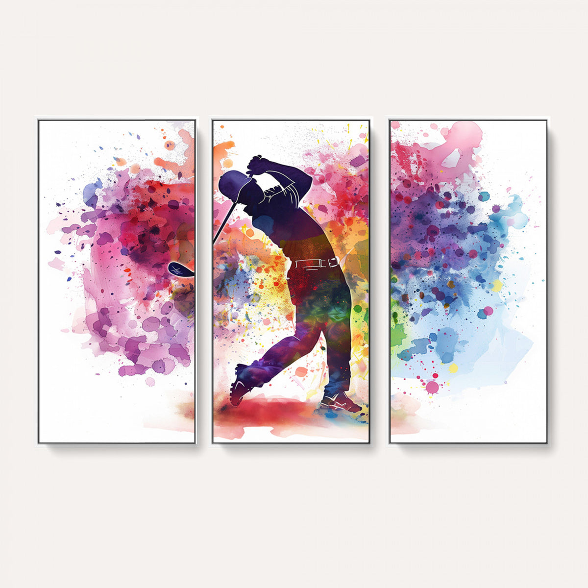 66537-MGV-CV-36X24 - Colorful Golfer Swing Wall Art Canvas Print, Ready to Hang