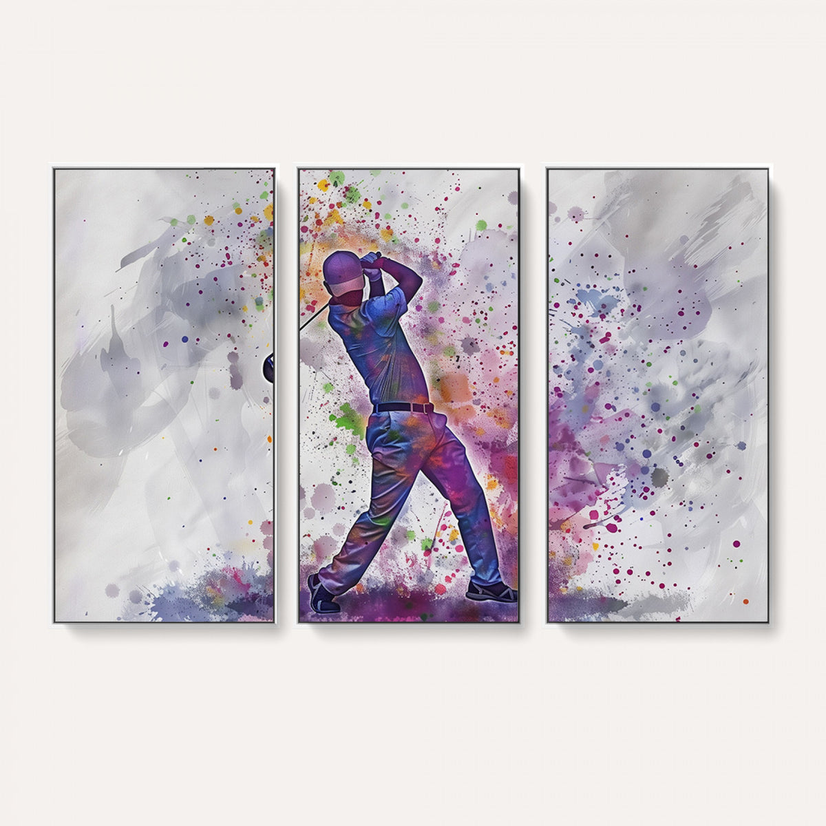 60116-MGV-CV-36X24 - Watercolor Golf Swing Wall Art Canvas Print, Vibrant, Framed and Ready to Hang