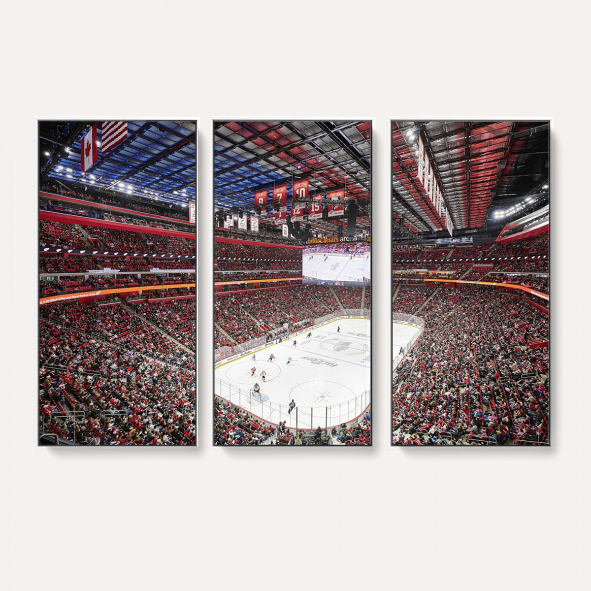 62263-MGV-CV-36X24 - Barton Malow Little Caesars Arena Detroit Wall Art Canvas Print - Detroit Hockey and Basketball