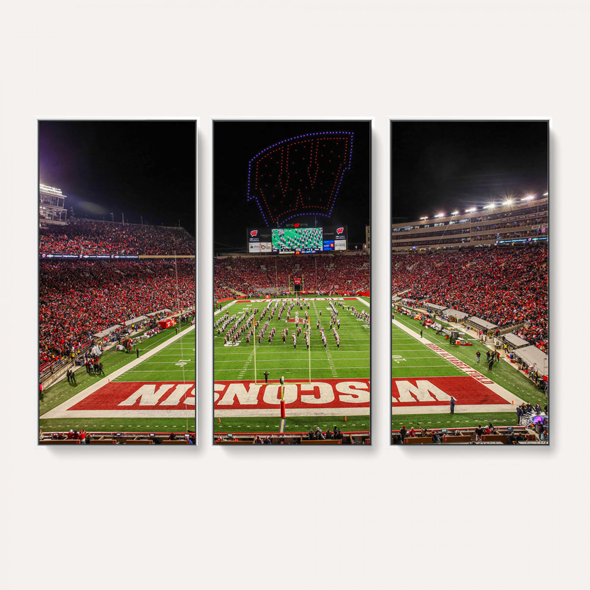 34125-MGV-CV-36X24 - Wisconsin Badgers Football Team Print Canvas- Madison Camp Randall Stadium Wall Art Canvas Print