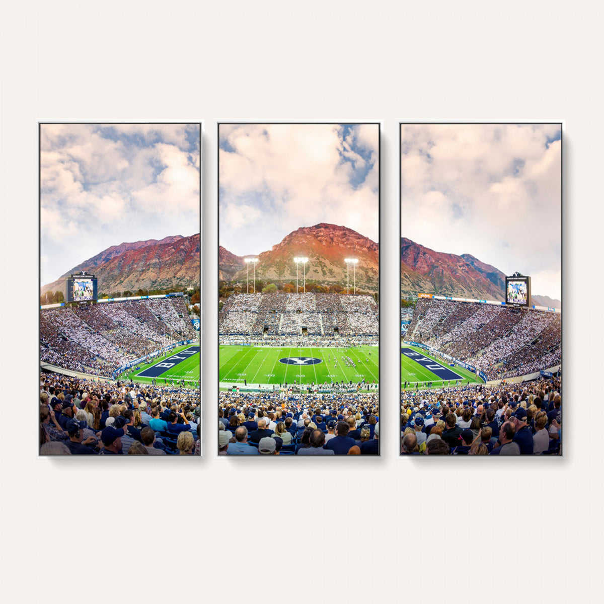 85734-MGV-CV-36X24 - Brigham Young University Cougars Football Team Print - Provo LaVell Edwards Stadium Wall Art Canvas