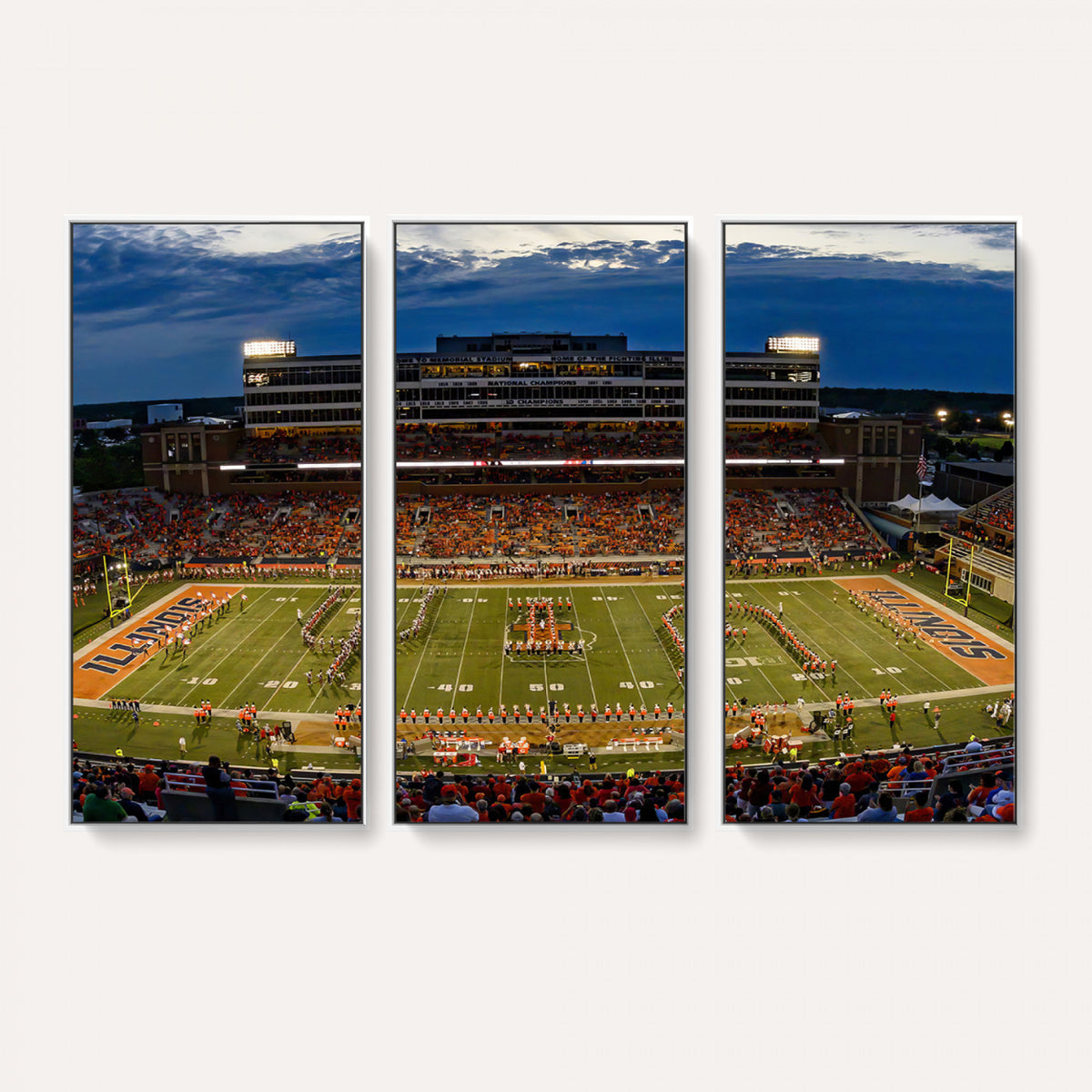 44513-MGV-CV-36X24 - University of Illinois Fighting Illini Football Team Print - Champaign Illinois Memorial Stadium